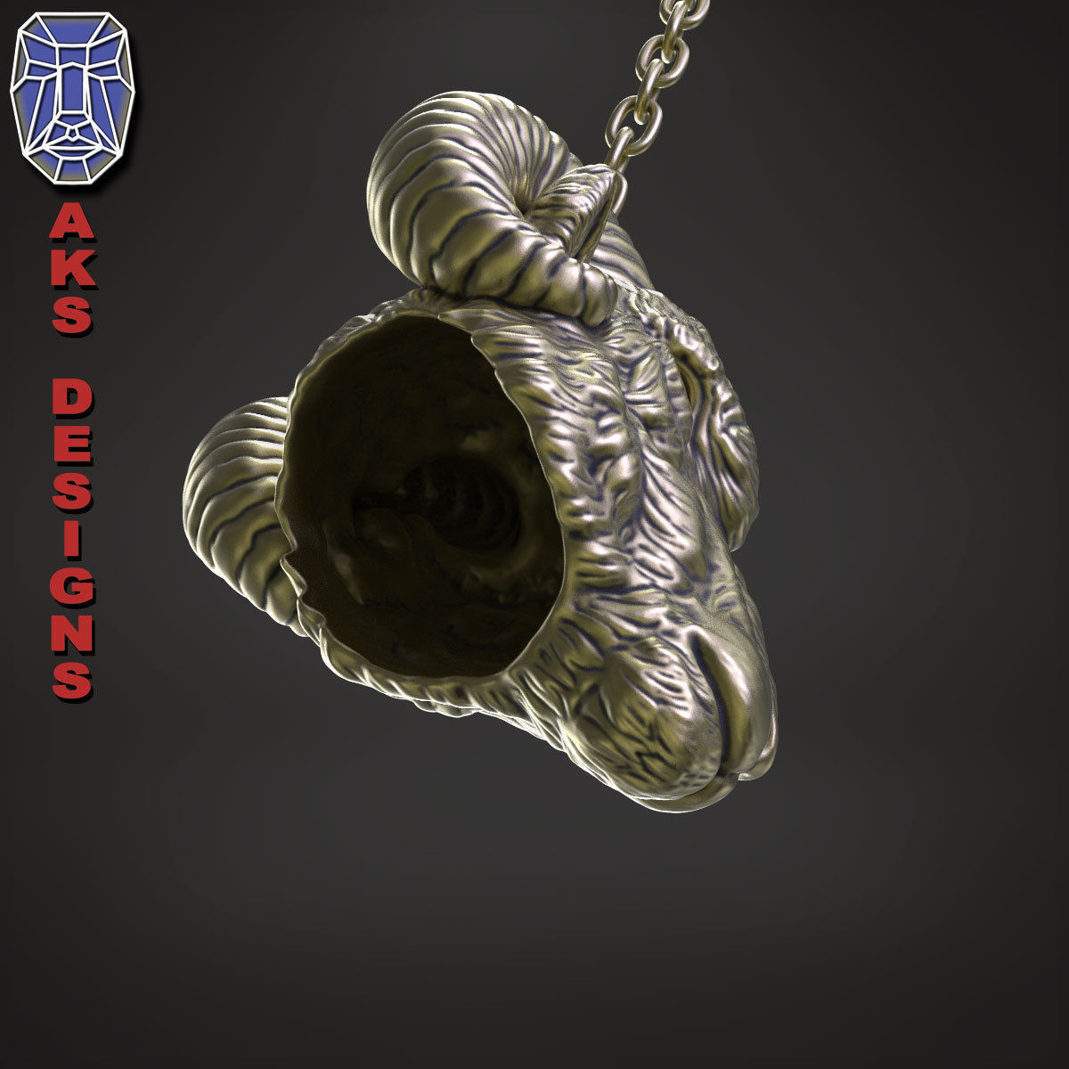 Animal Pendant jewelry goat Ram Ibex v155 3D print model_7
