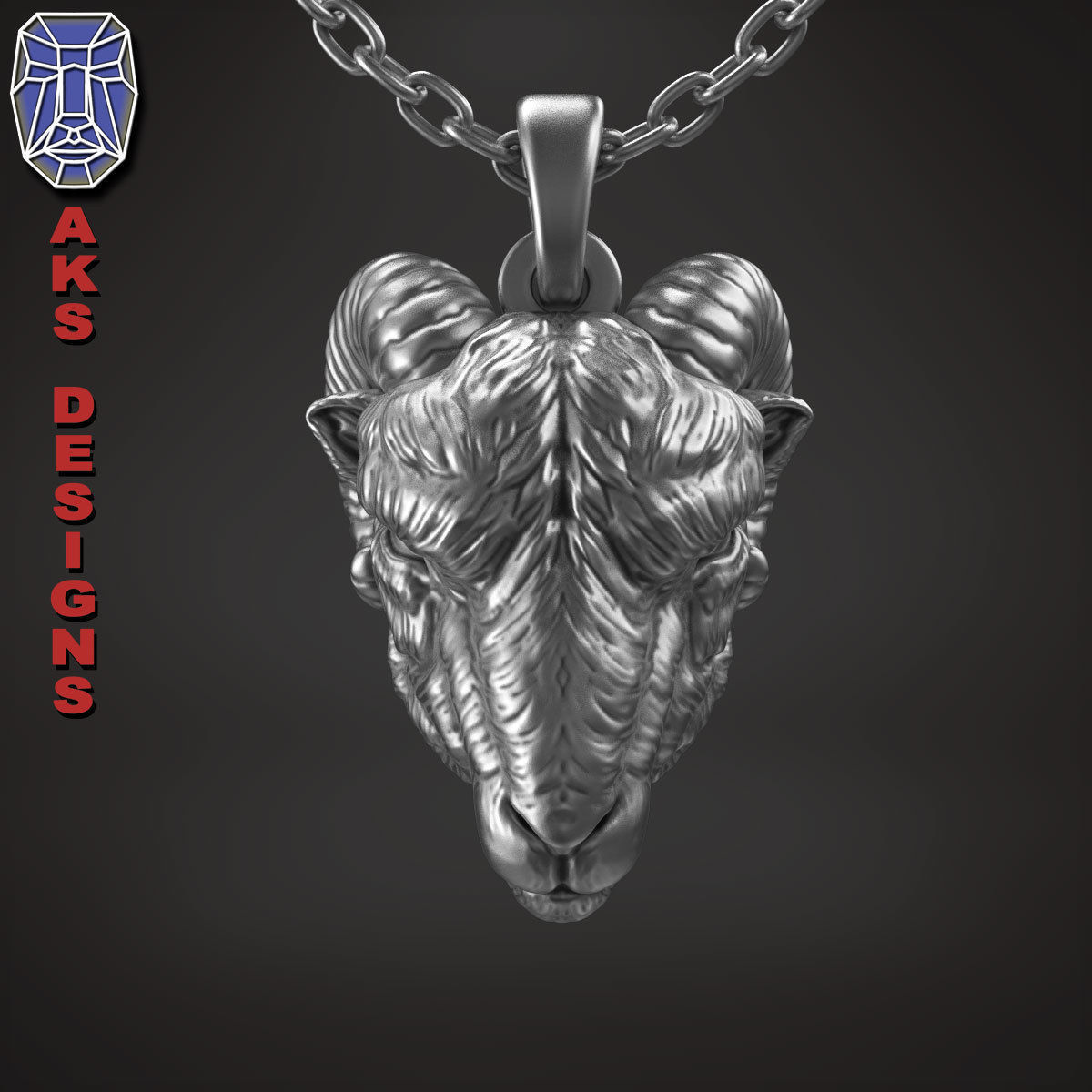 Animal Pendant jewelry goat Ram Ibex v155 3D print model_11