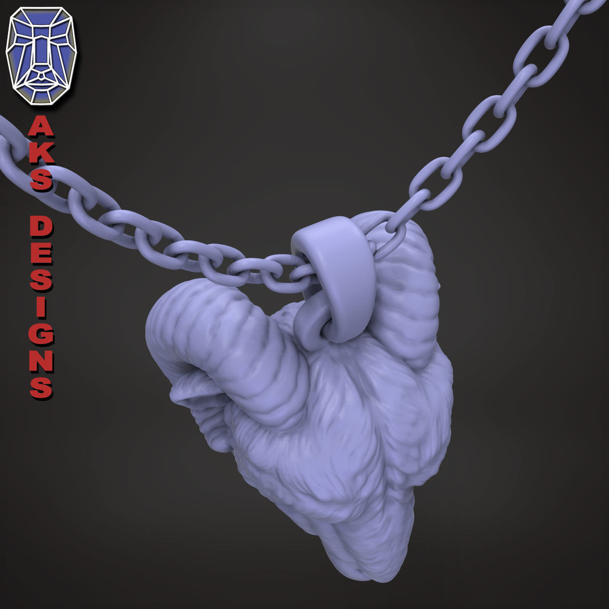 Animal Pendant jewelry goat Ram Ibex v155 3D print model_28
