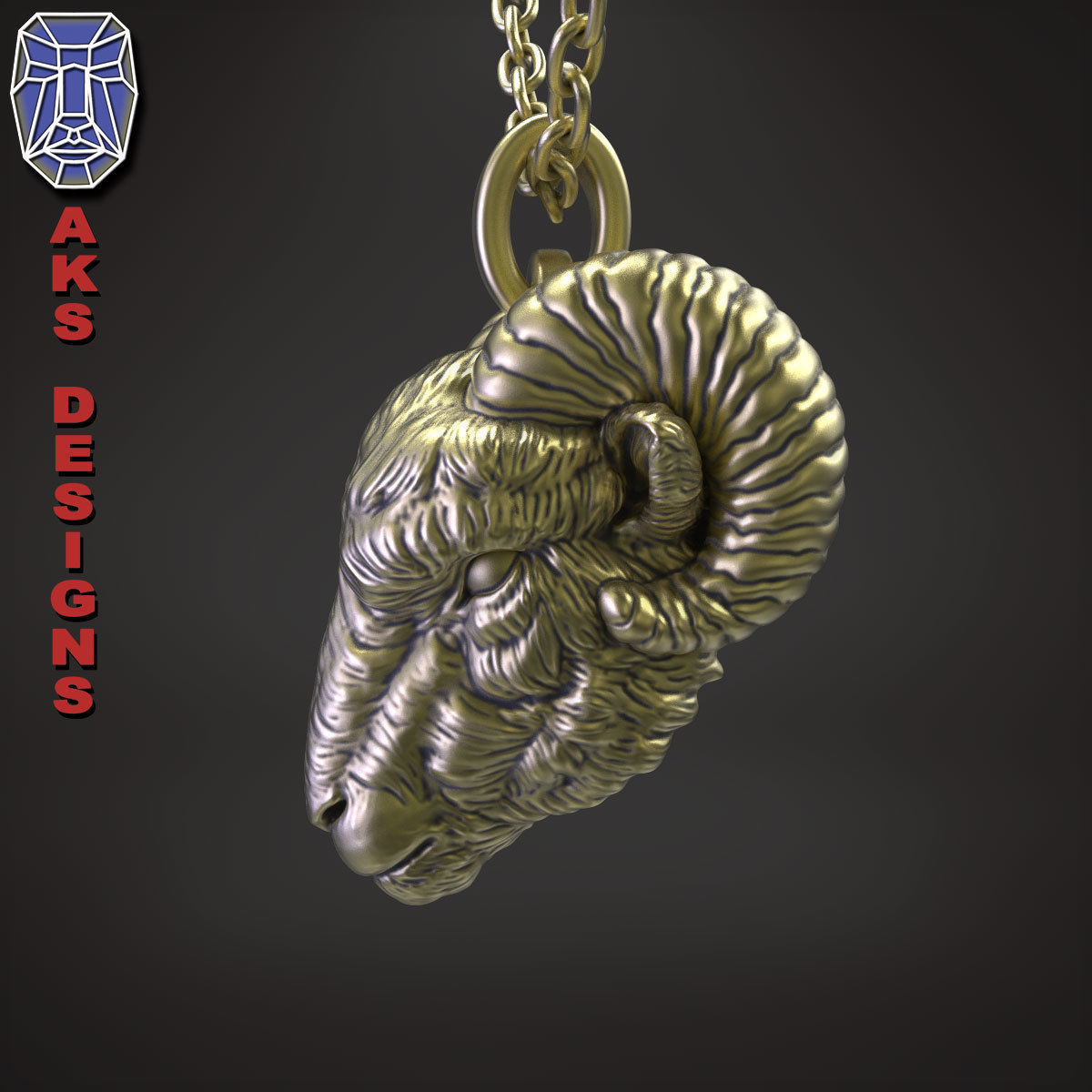 Animal Pendant jewelry goat Ram Ibex v155 3D print model_2
