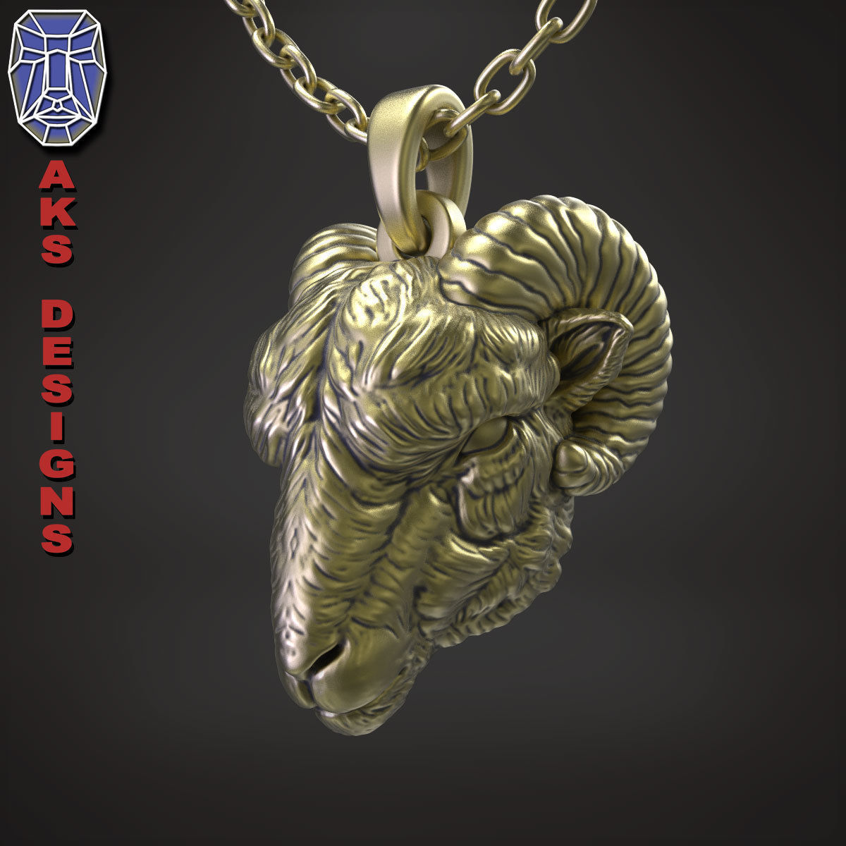 Animal Pendant jewelry goat Ram Ibex v155 3D print model_1
