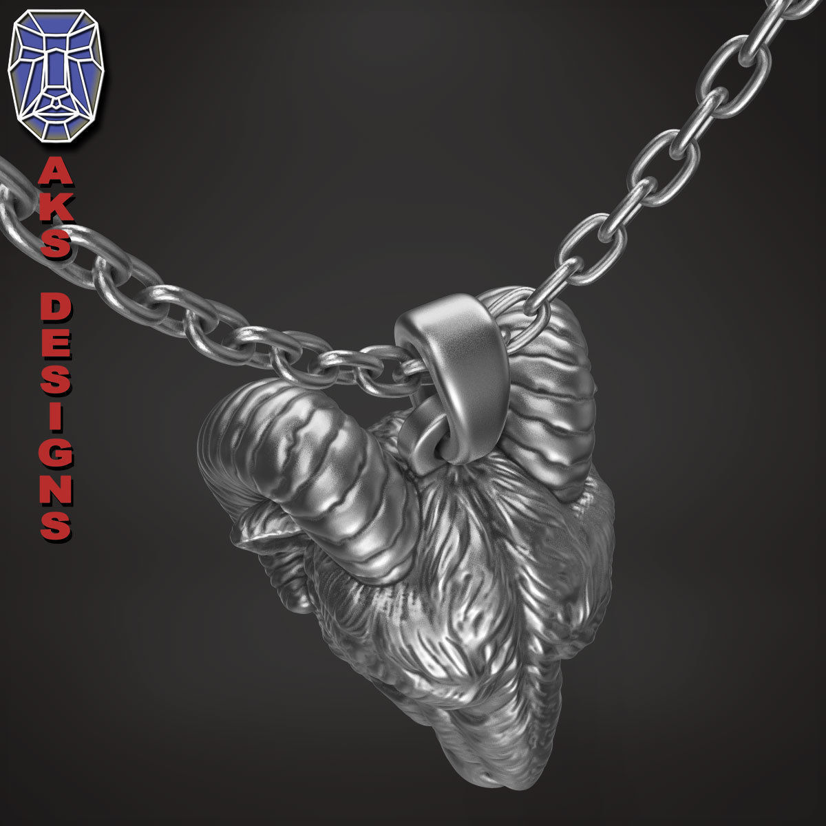 Animal Pendant jewelry goat Ram Ibex v155 3D print model_19