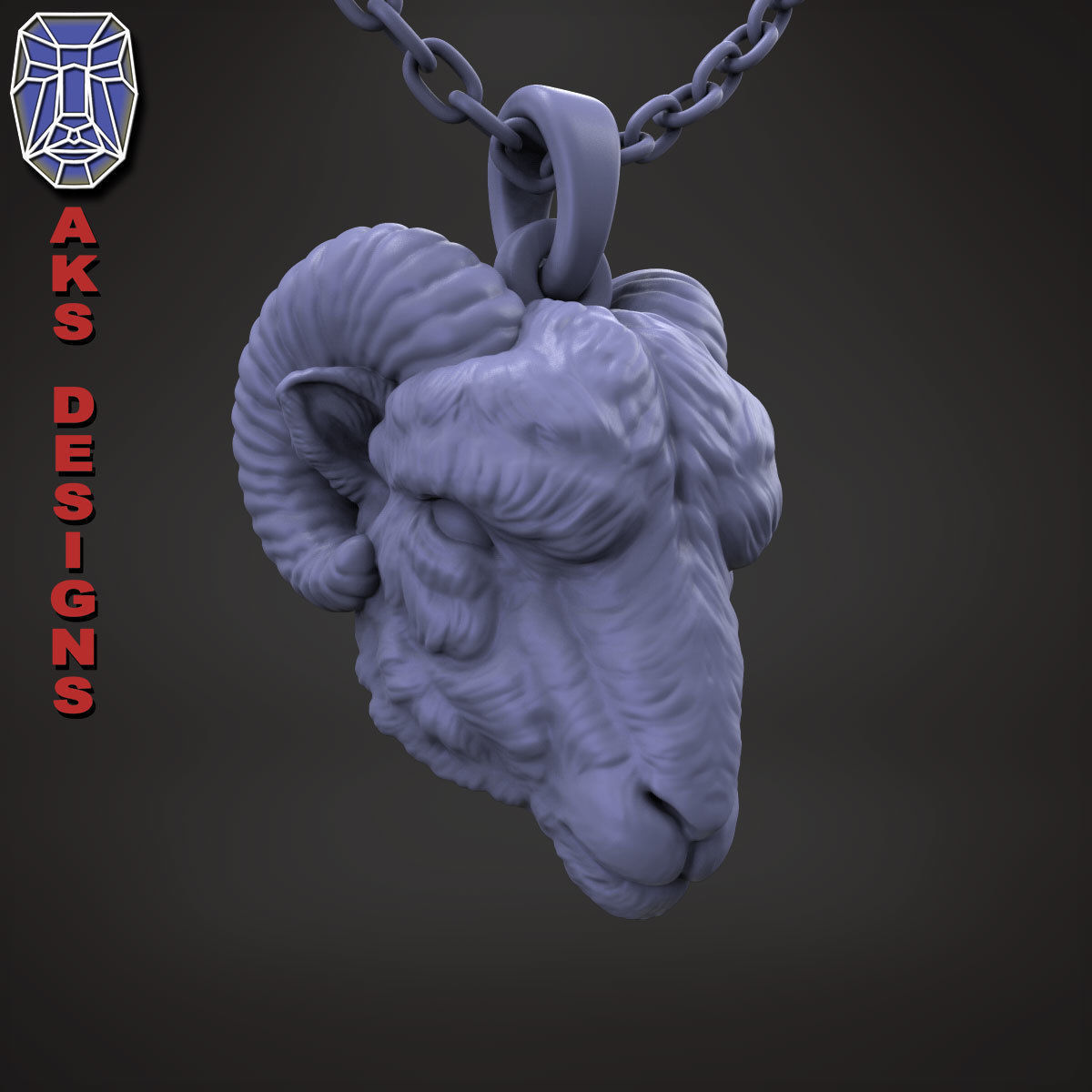 Animal Pendant jewelry goat Ram Ibex v155 3D print model_26