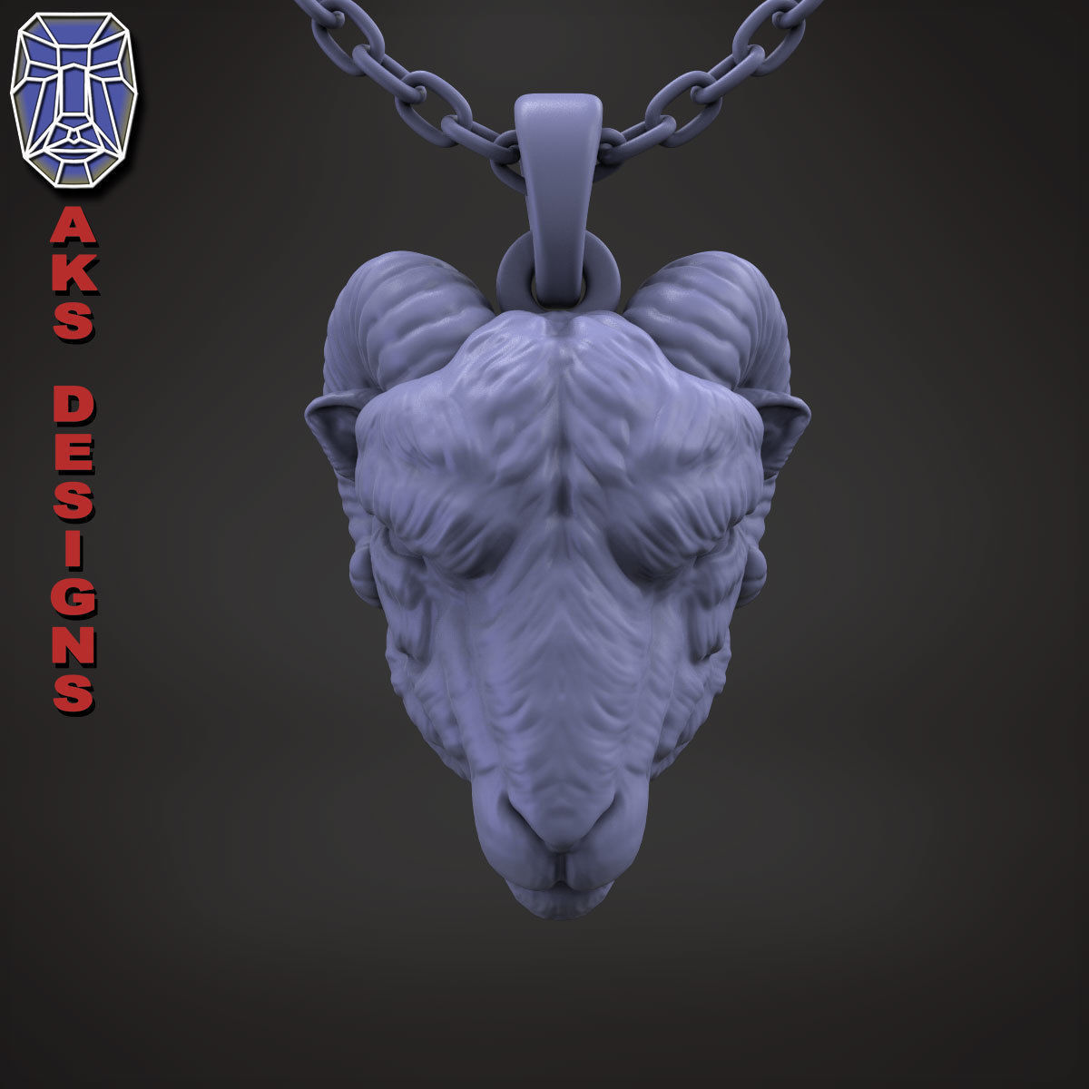 Animal Pendant jewelry goat Ram Ibex v155 3D print model_20