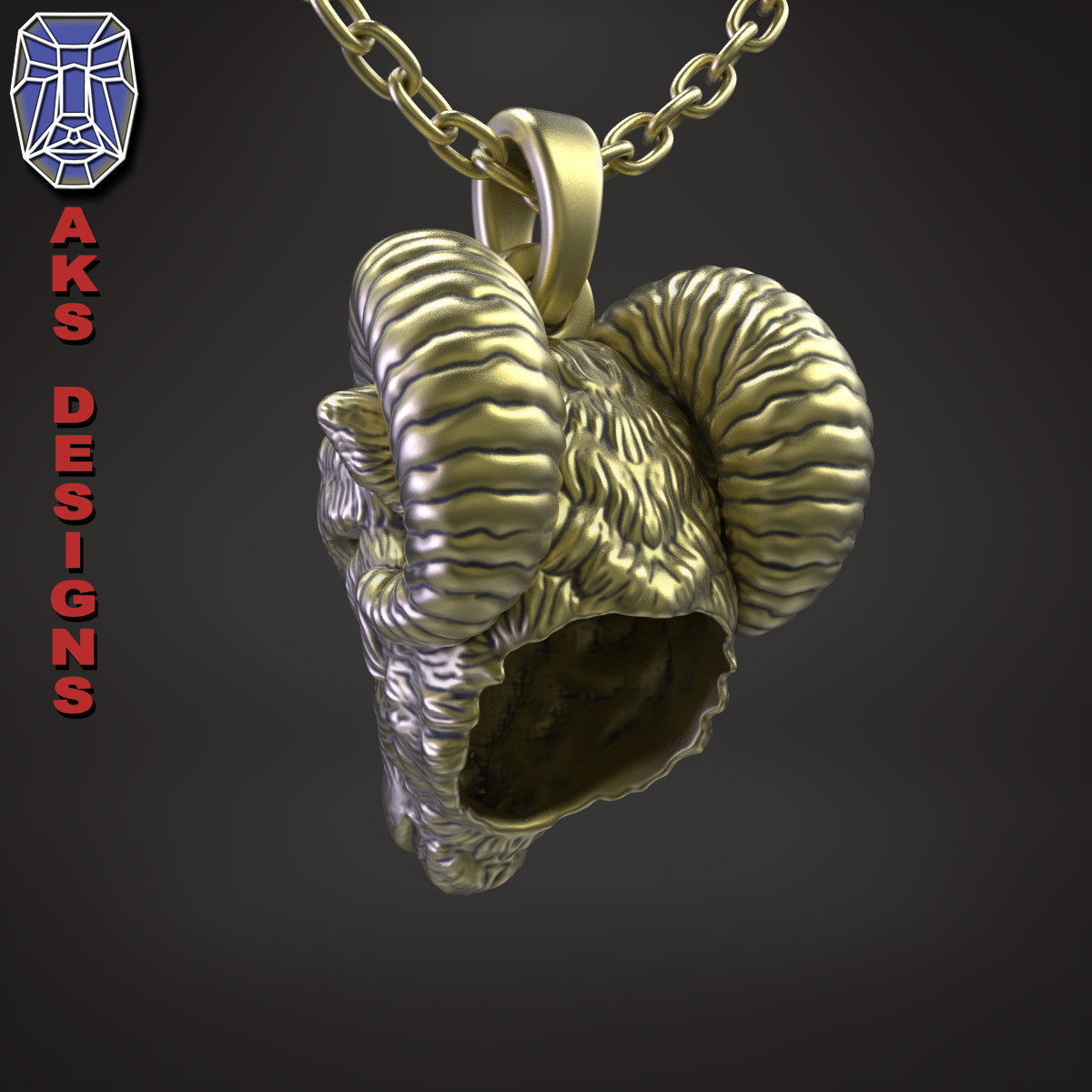 Animal Pendant jewelry goat Ram Ibex v155 3D print model_3