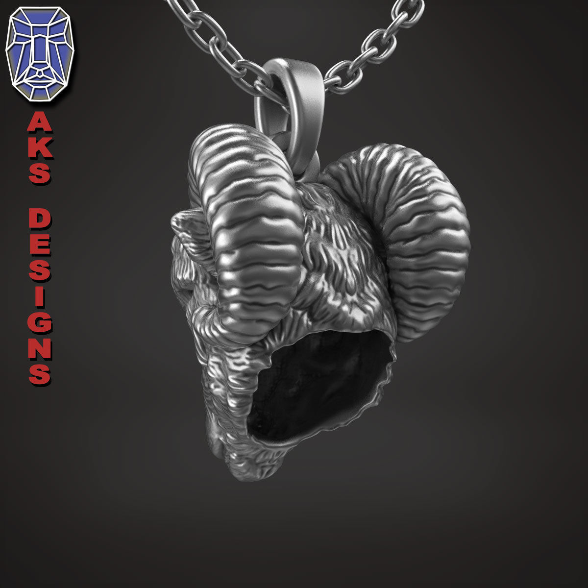 Animal Pendant jewelry goat Ram Ibex v155 3D print model_14