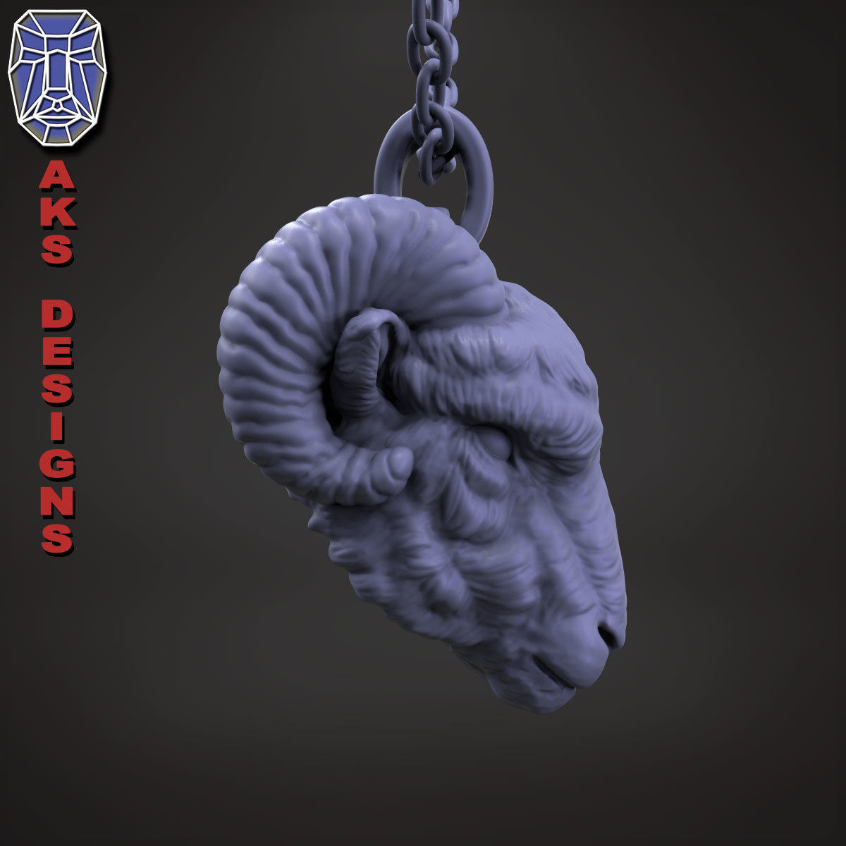 Animal Pendant jewelry goat Ram Ibex v155 3D print model_25
