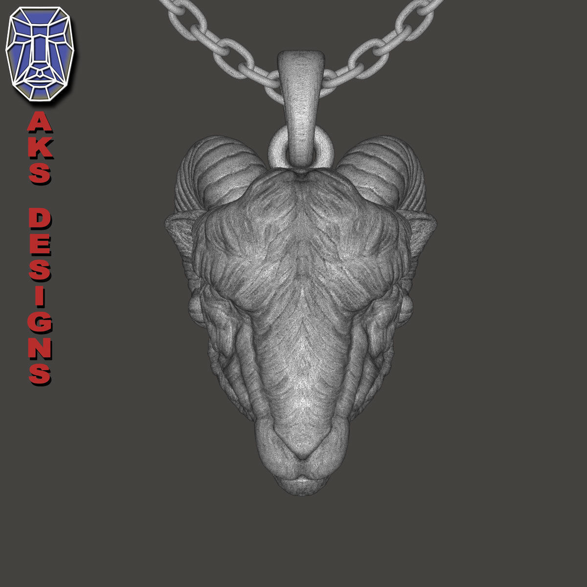 Animal Pendant jewelry goat Ram Ibex v155 3D print model_29