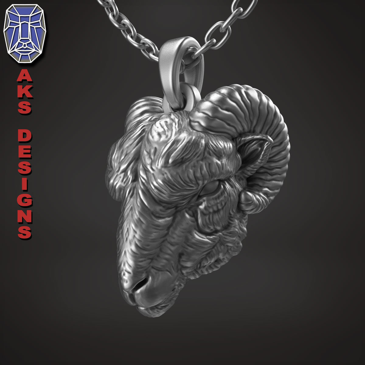 Animal Pendant jewelry goat Ram Ibex v155 3D print model_12