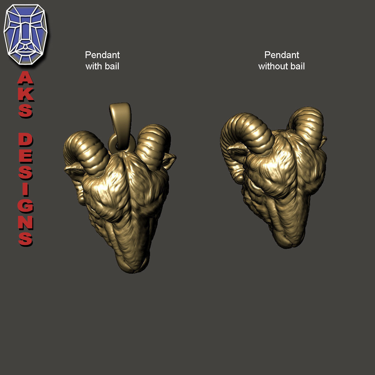 Animal Pendant jewelry goat Ram Ibex v155 3D print model_10