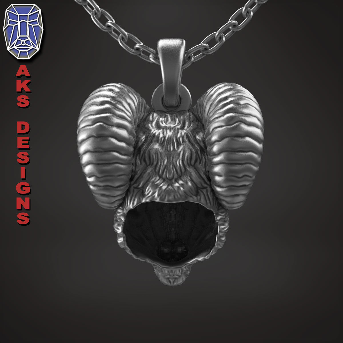 Animal Pendant jewelry goat Ram Ibex v155 3D print model_15