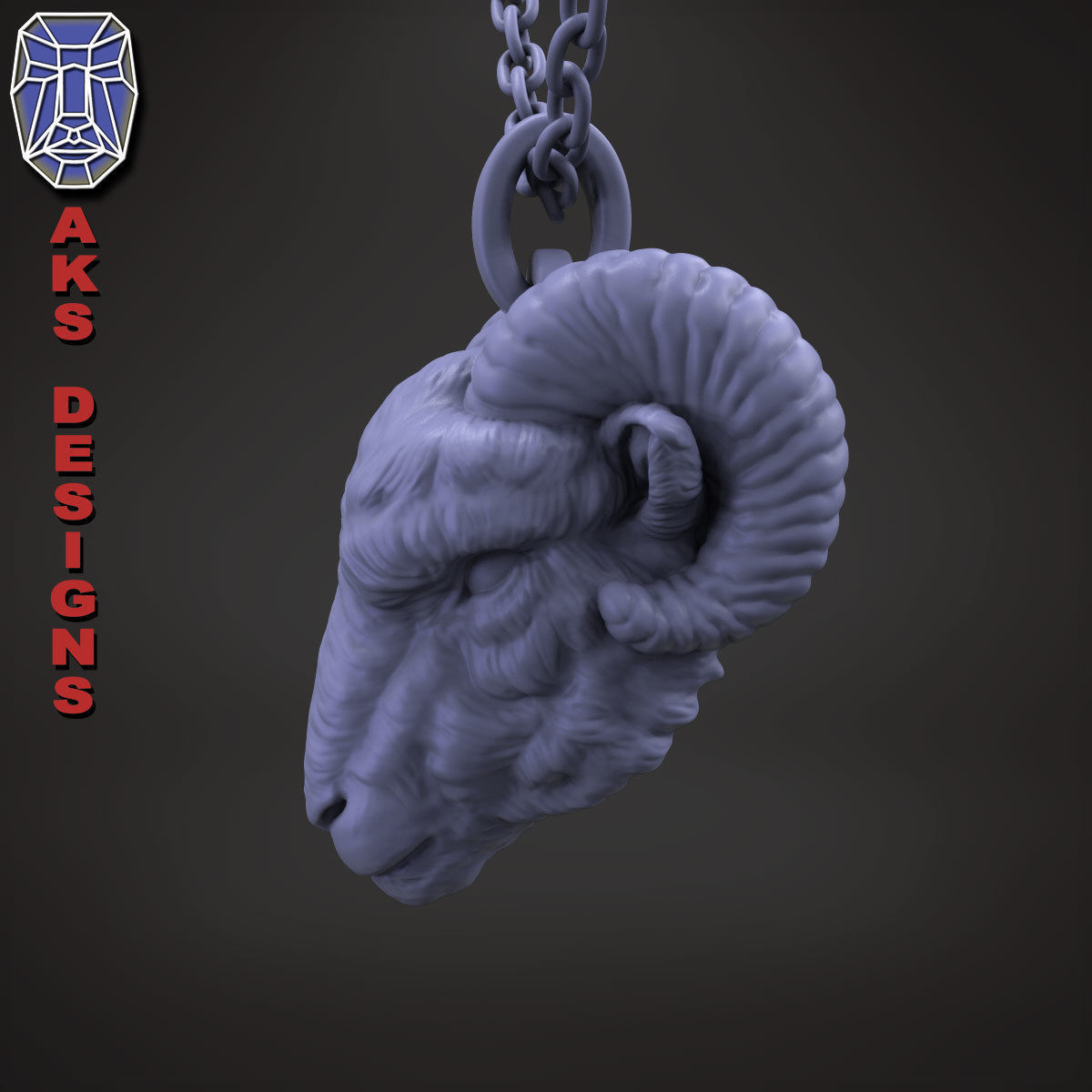 Animal Pendant jewelry goat Ram Ibex v155 3D print model_22