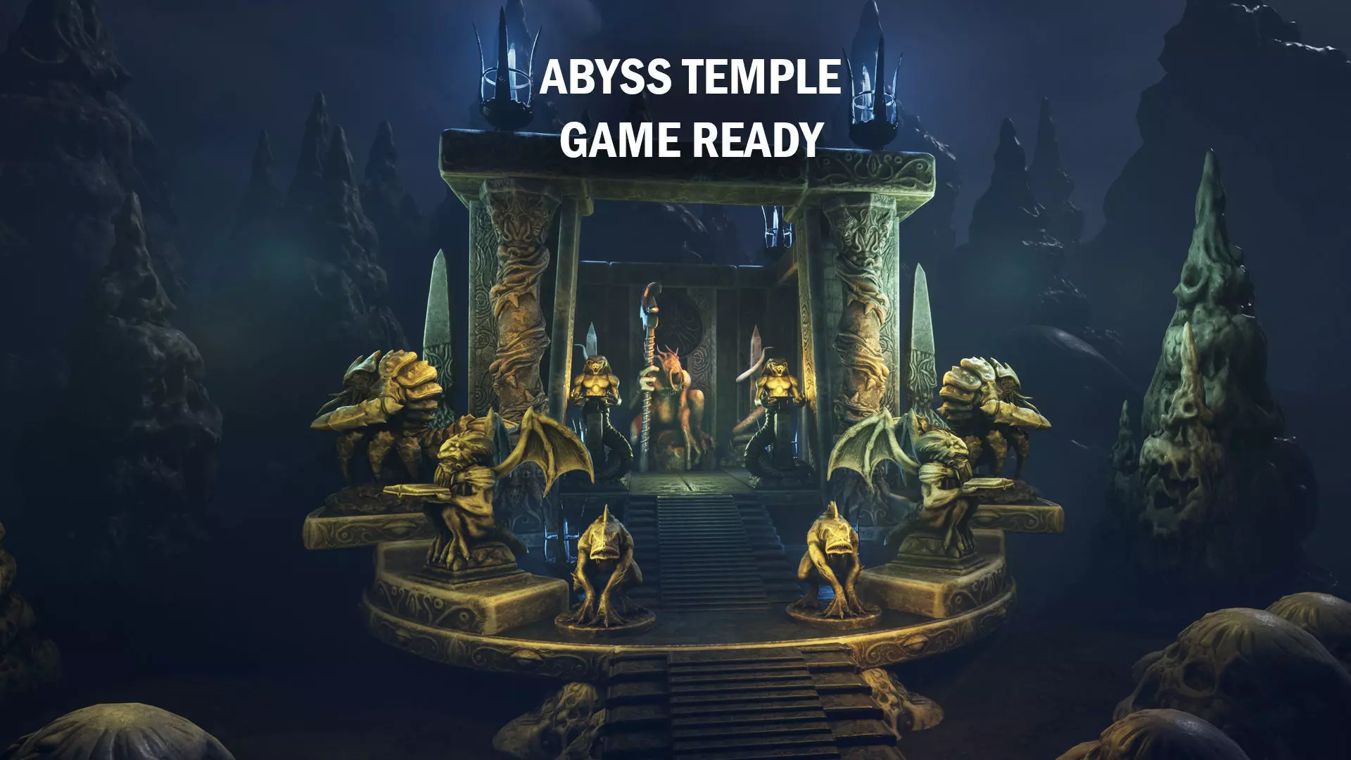 Abyss temple Low-poly 3D model_0