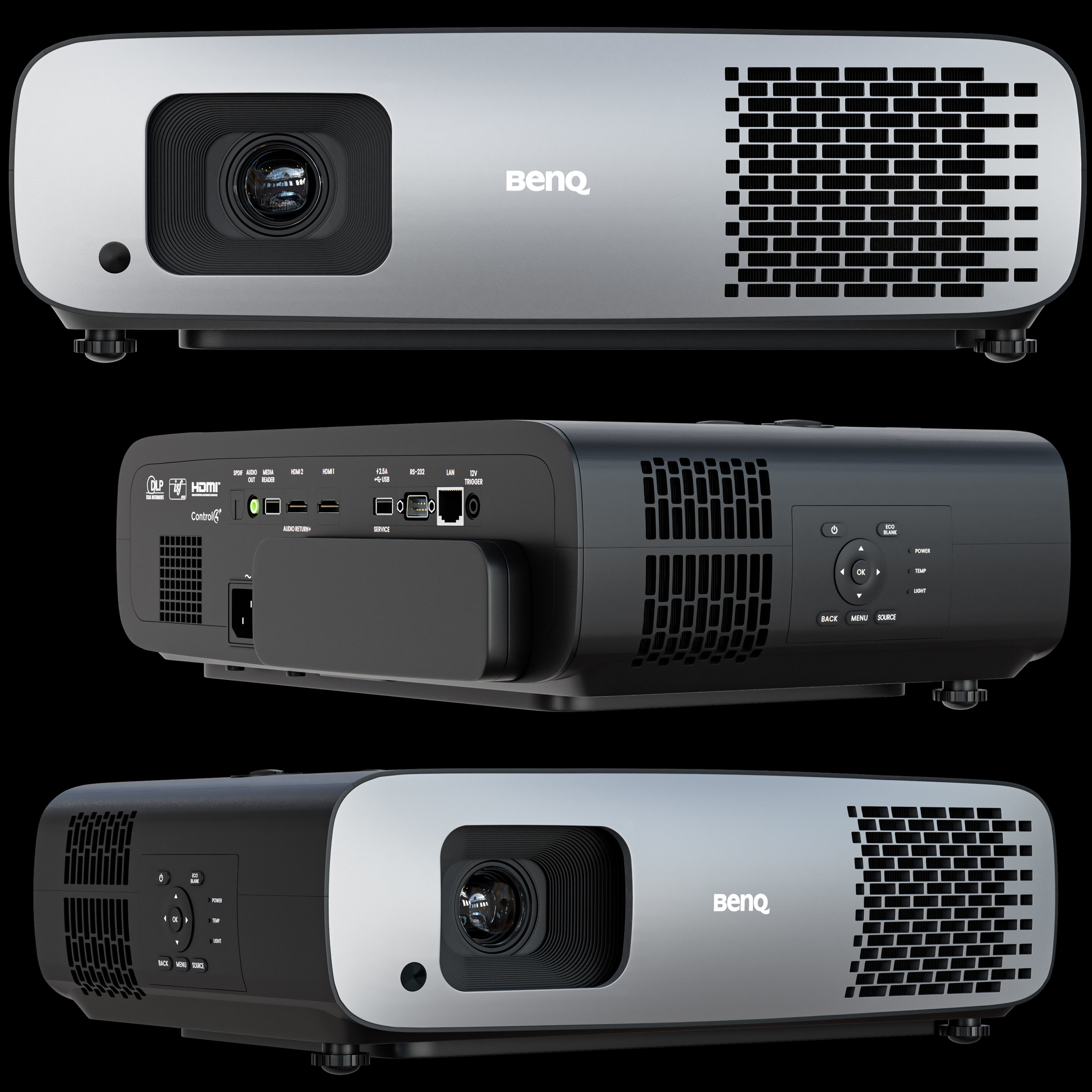 benq digital projector Low-poly 3D model_3