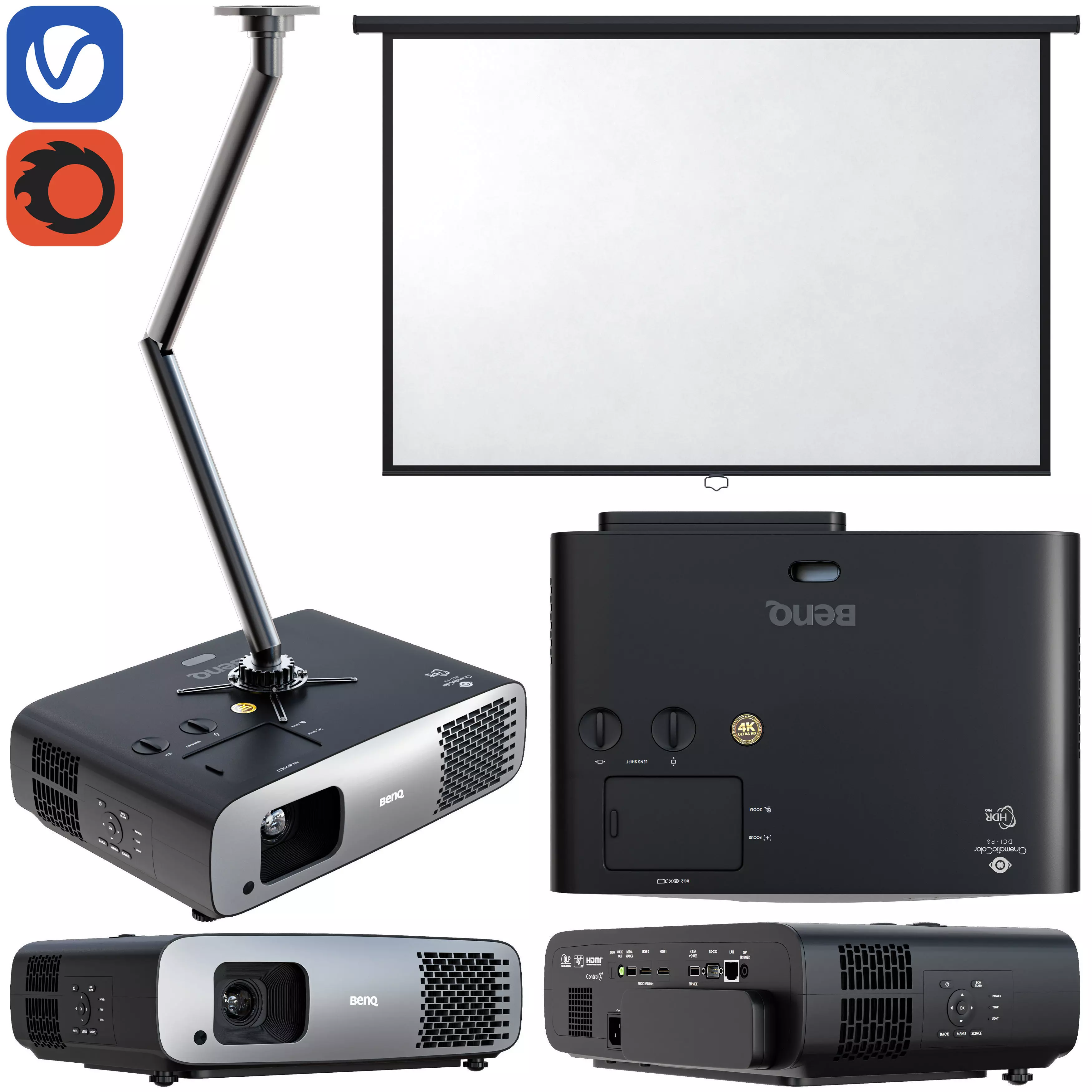 benq digital projector Low-poly 3D model_0