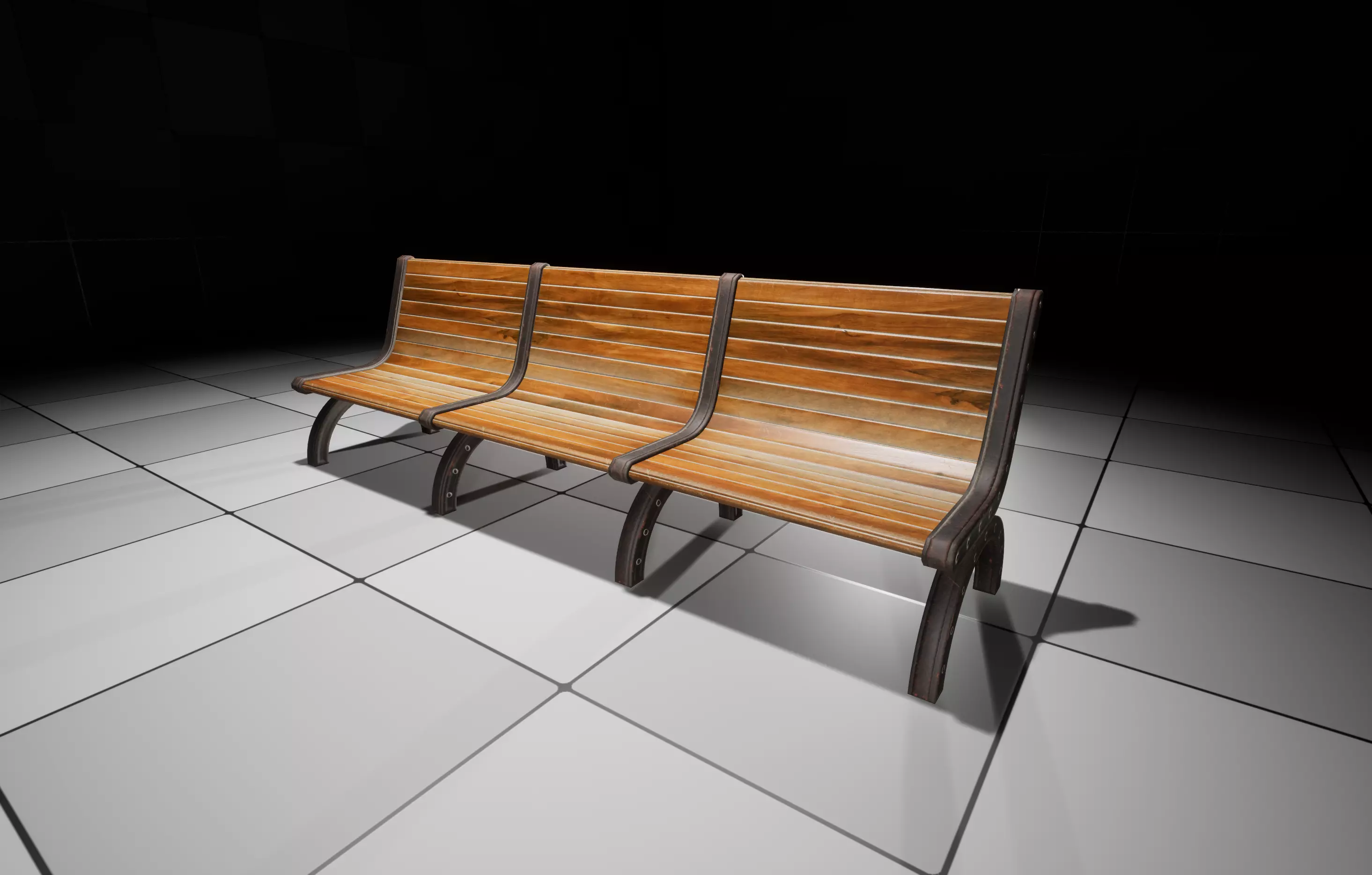 Bench Low-poly 3D model_0