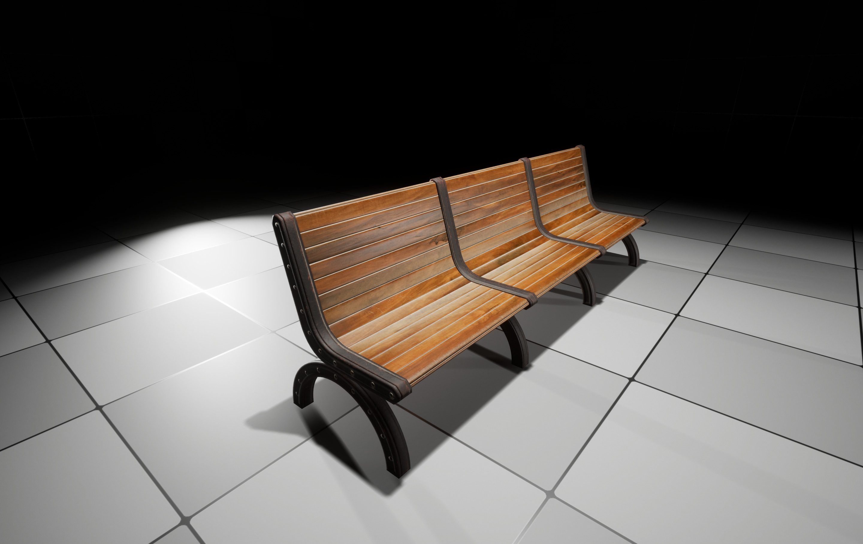Bench Low-poly 3D model_2
