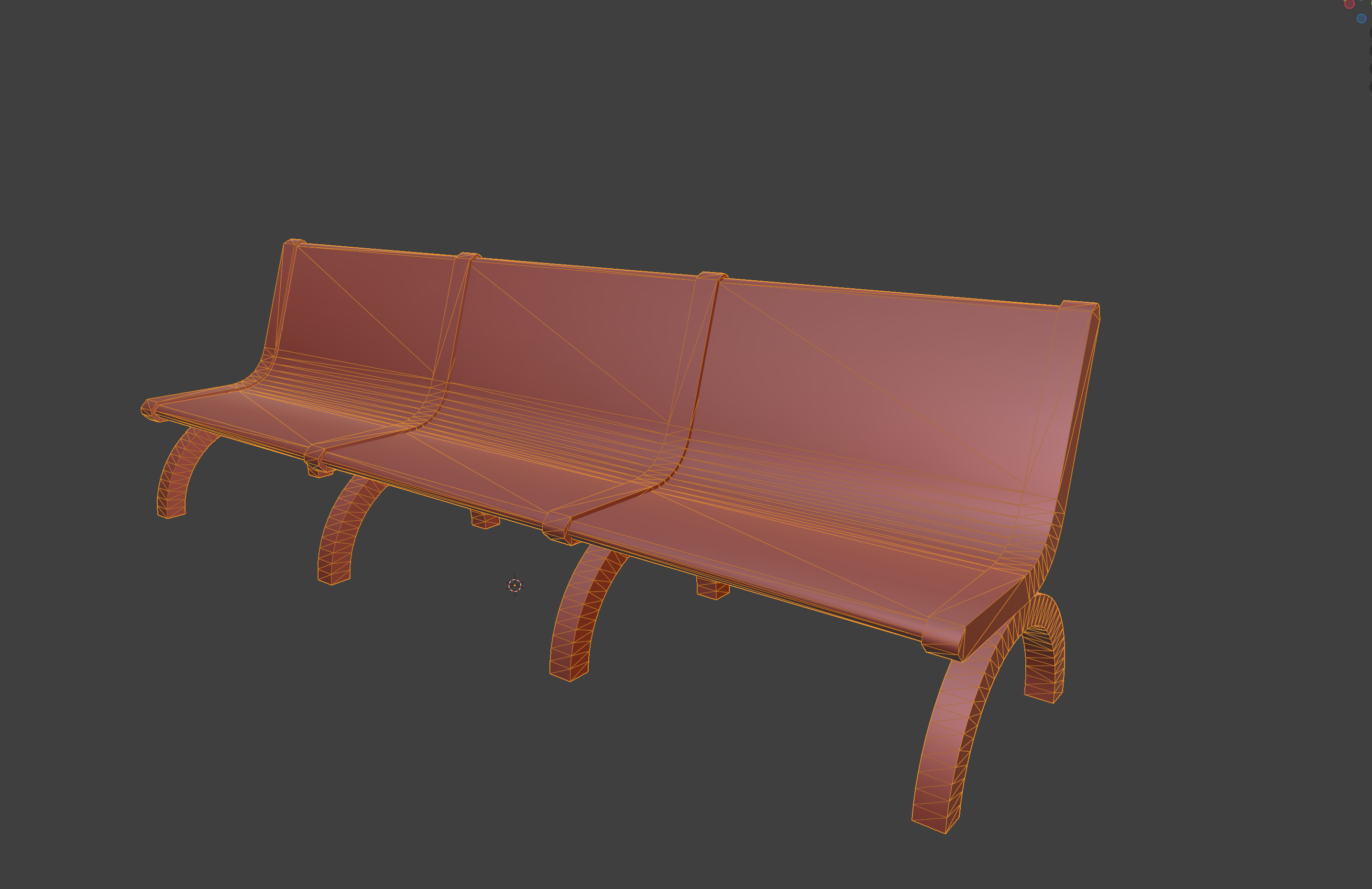 Bench Low-poly 3D model_3