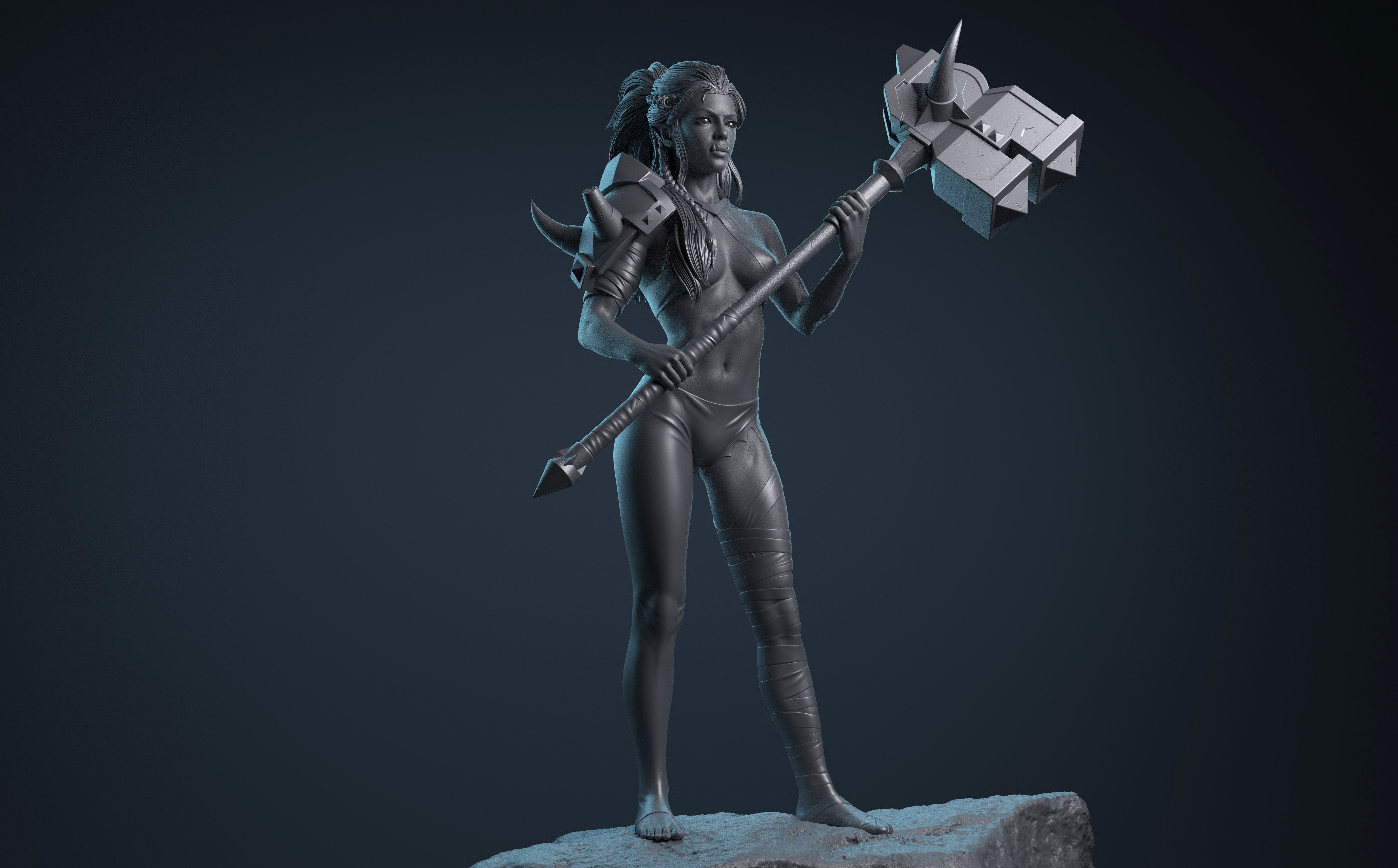 Orc girl 3D print model_2