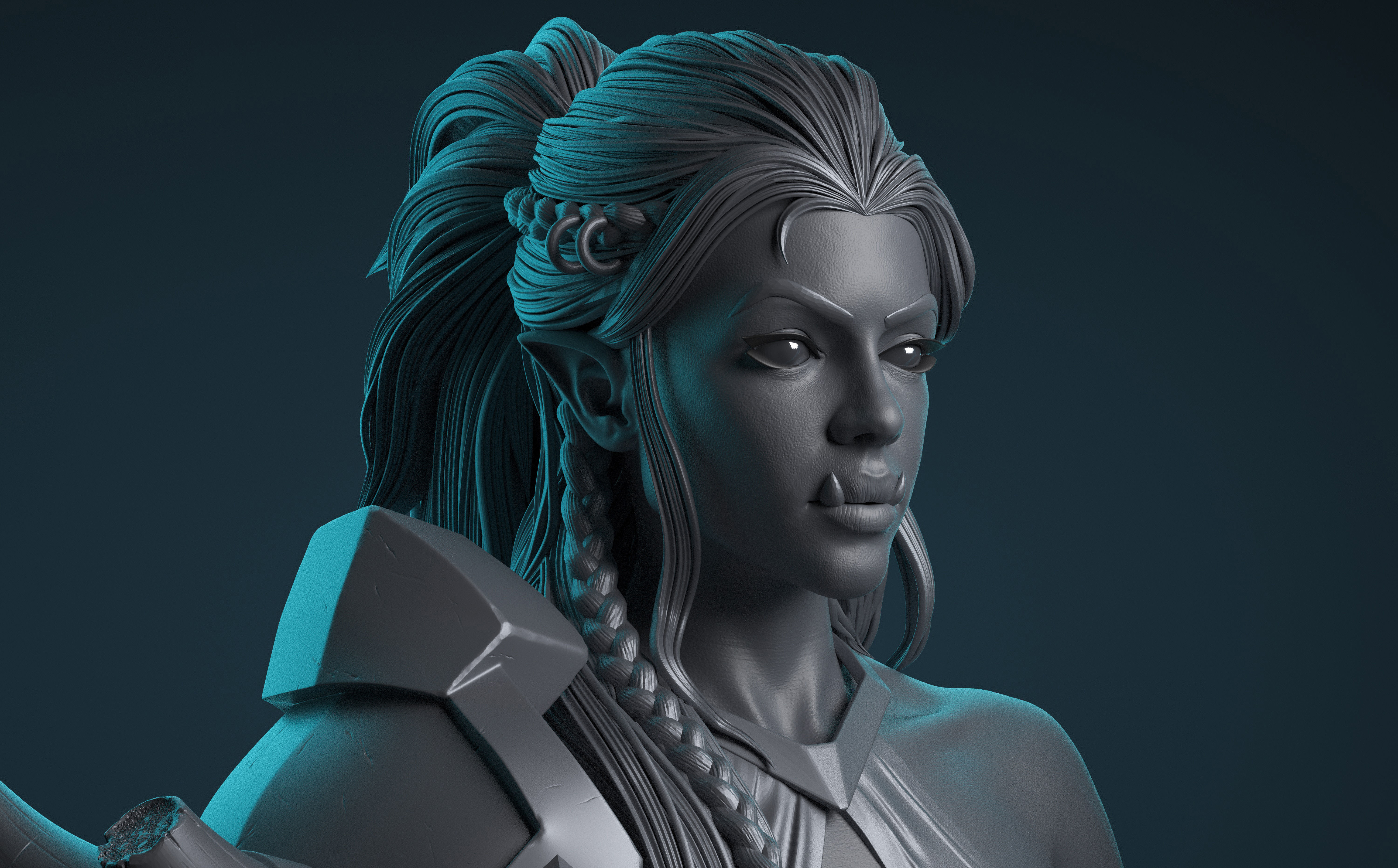 Orc girl 3D print model_3