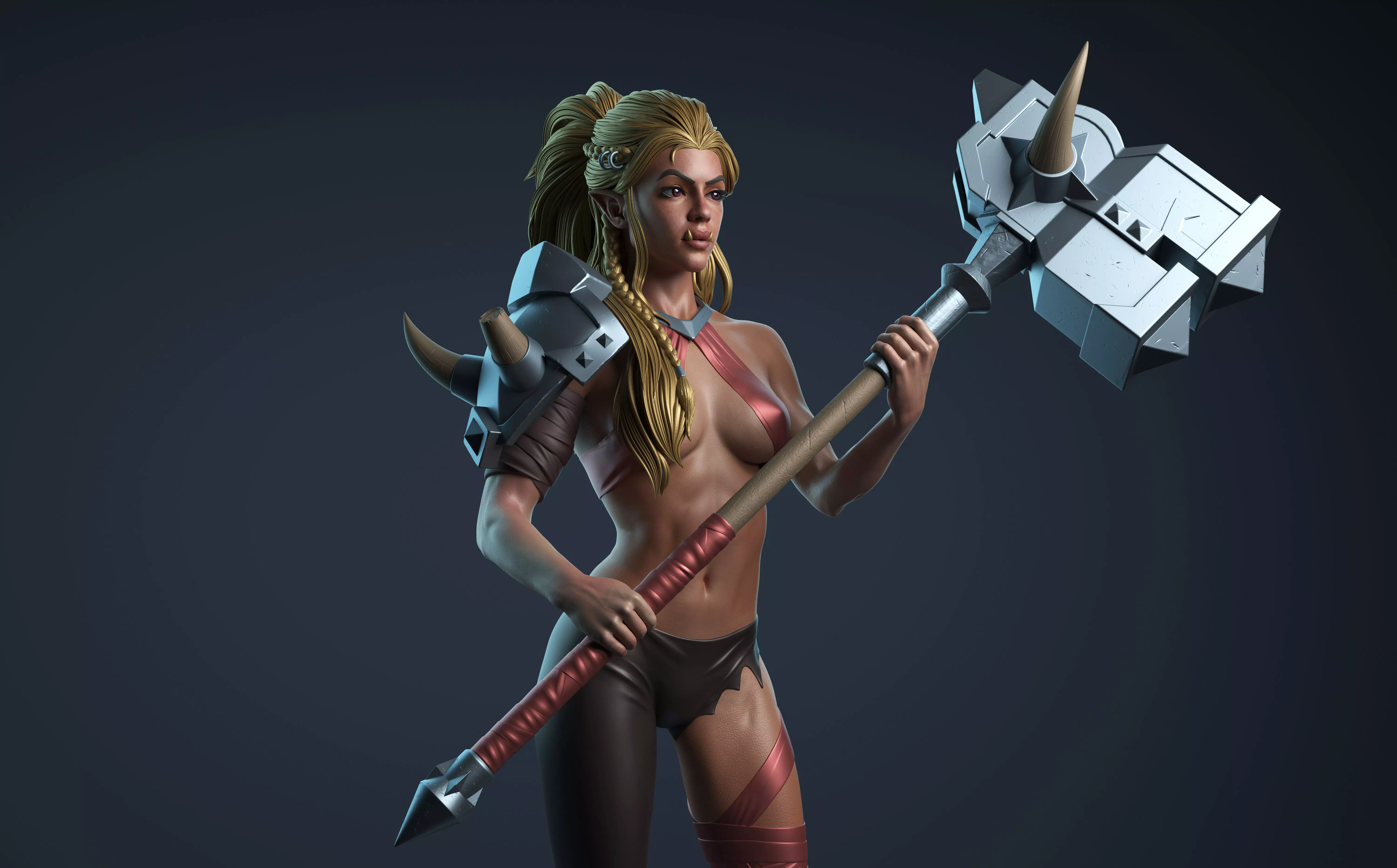 Orc girl 3D print model_0