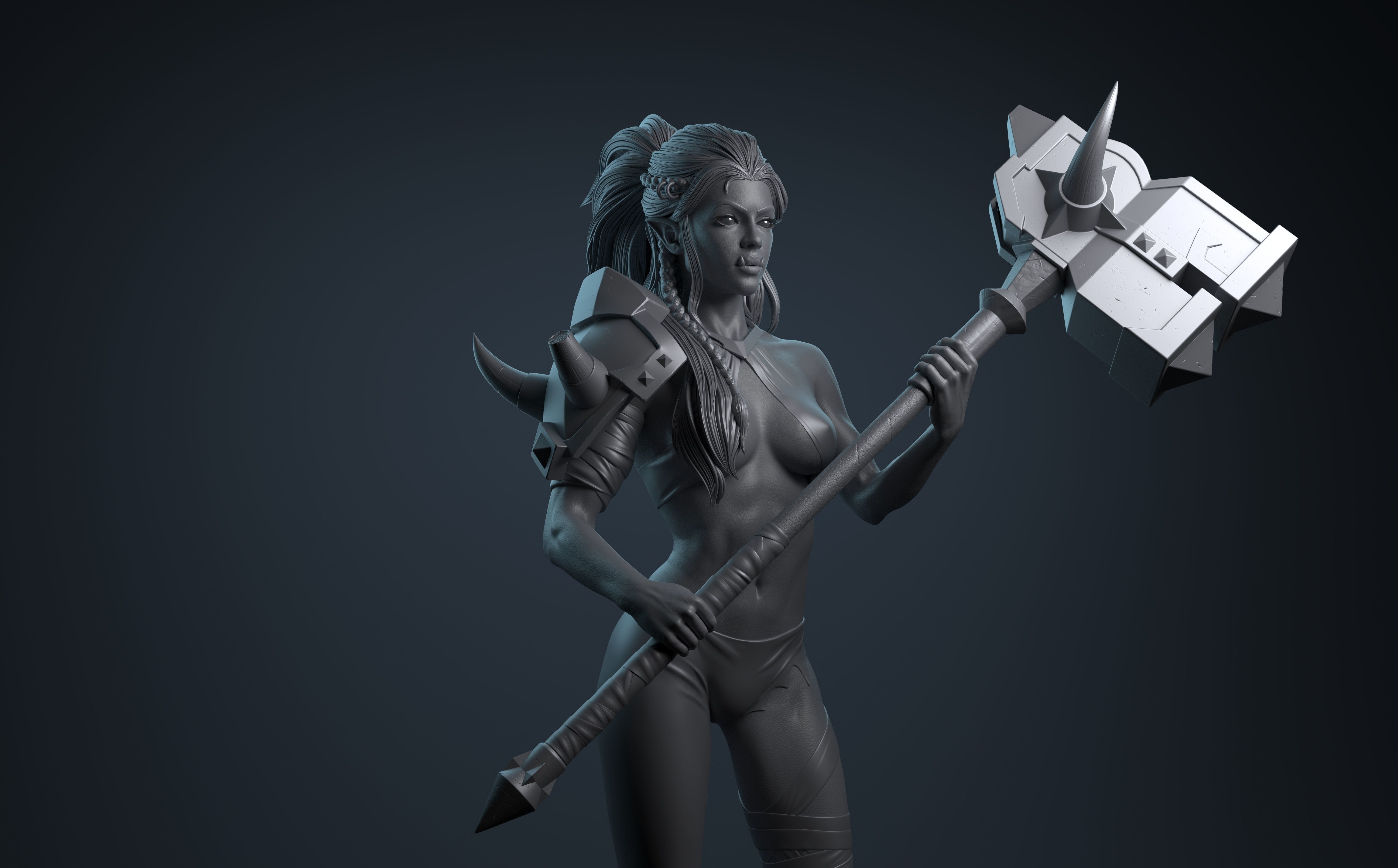 Orc girl 3D print model_4