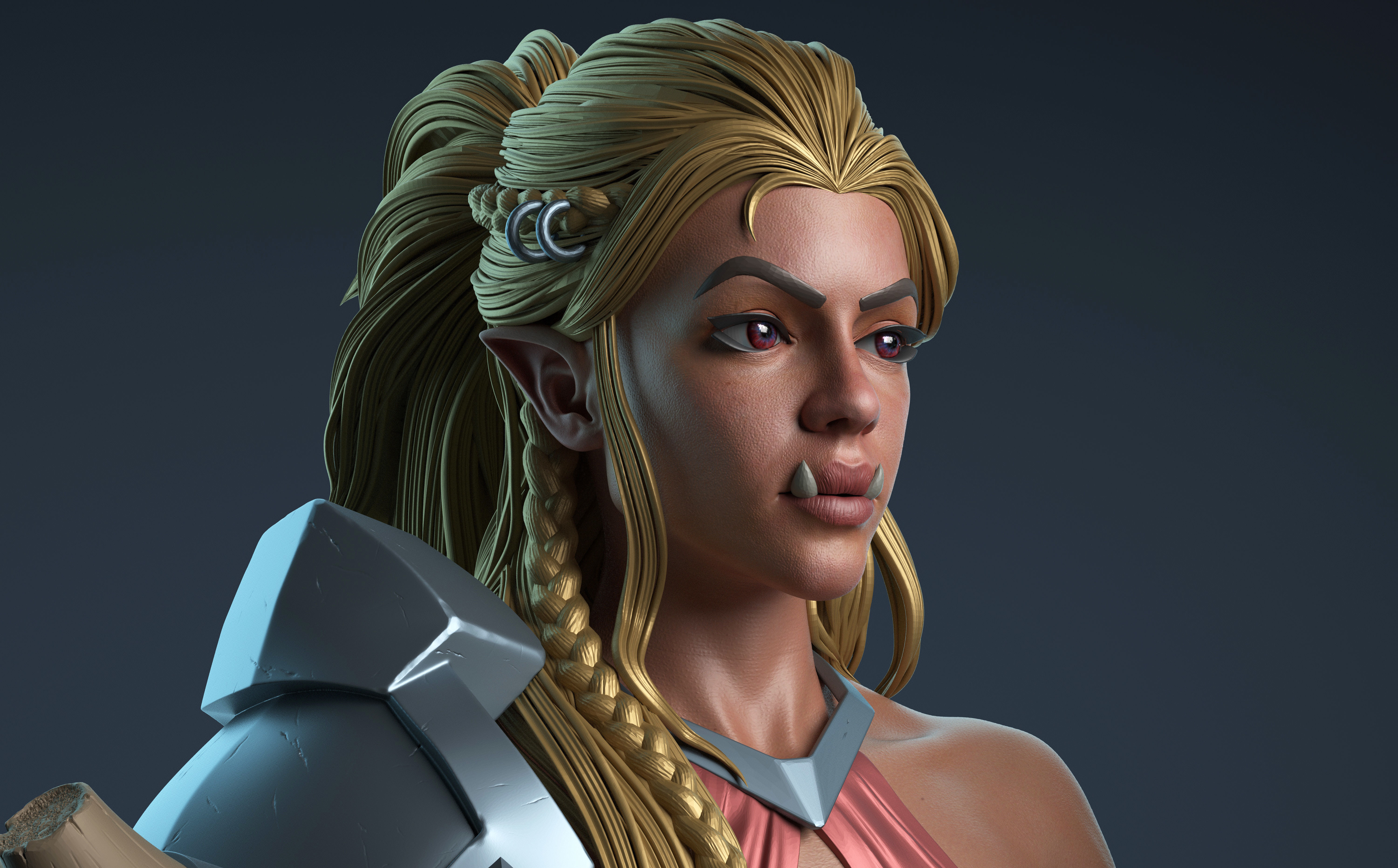 Orc girl 3D print model_1