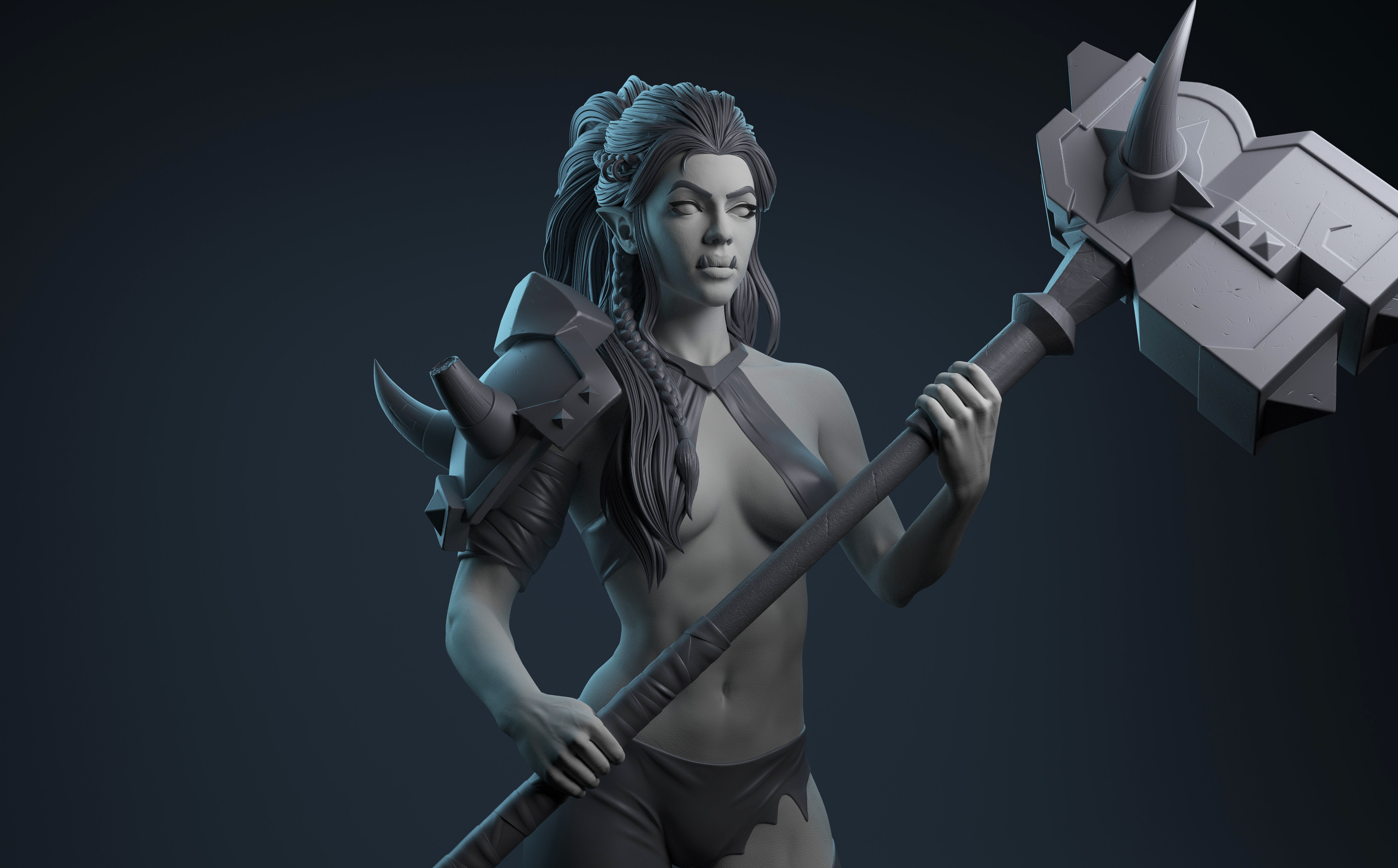 Orc girl 3D print model_5