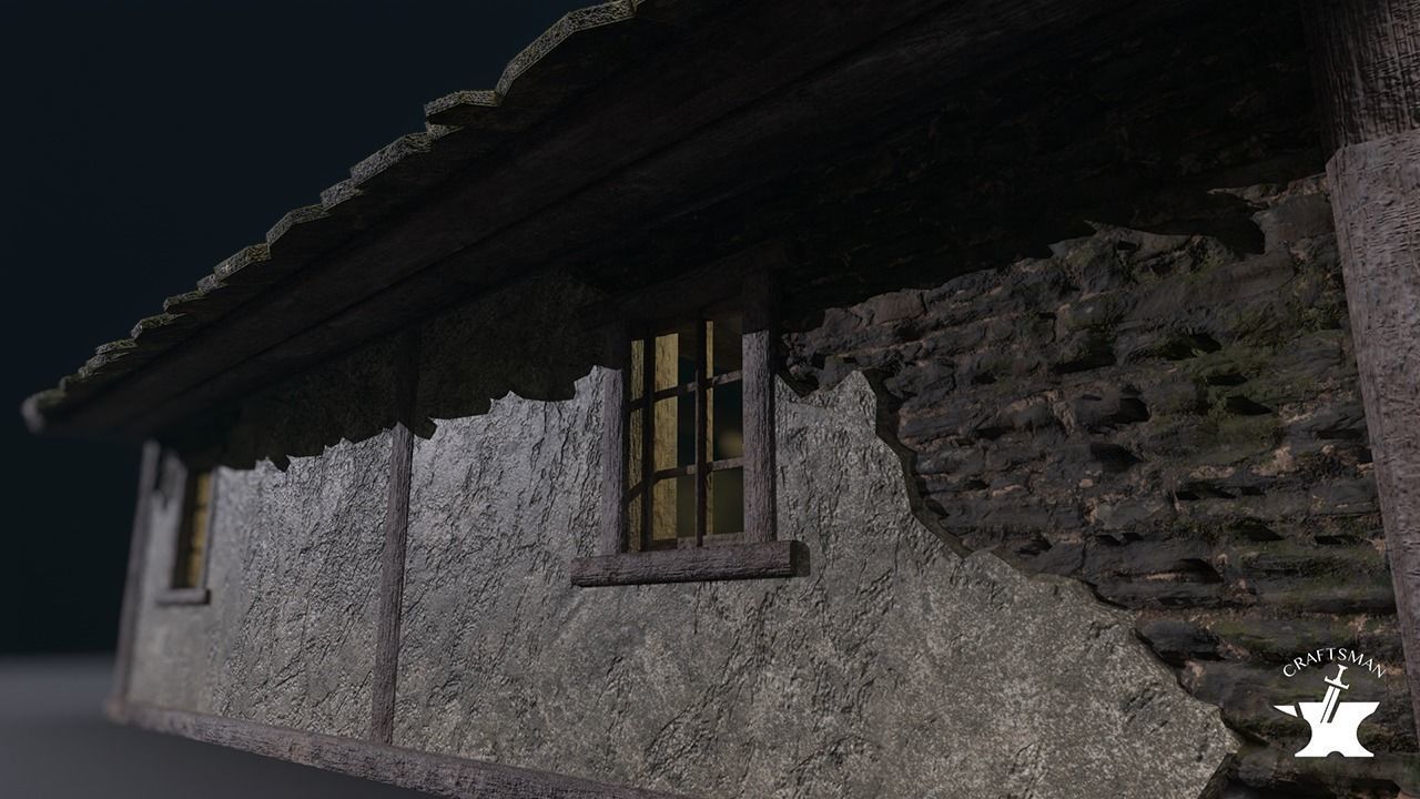 Realistic Medieval House Low-poly 3D model_2