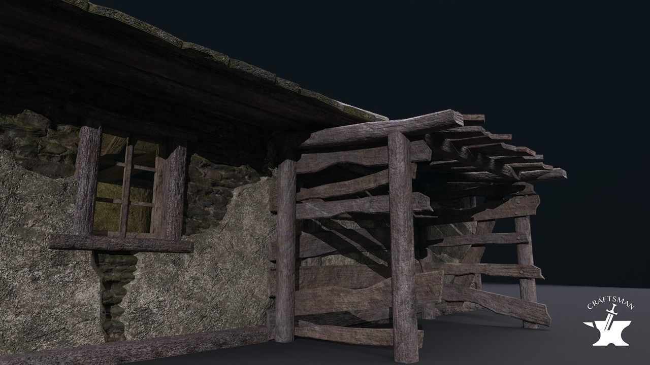 Realistic Medieval House Low-poly 3D model_6