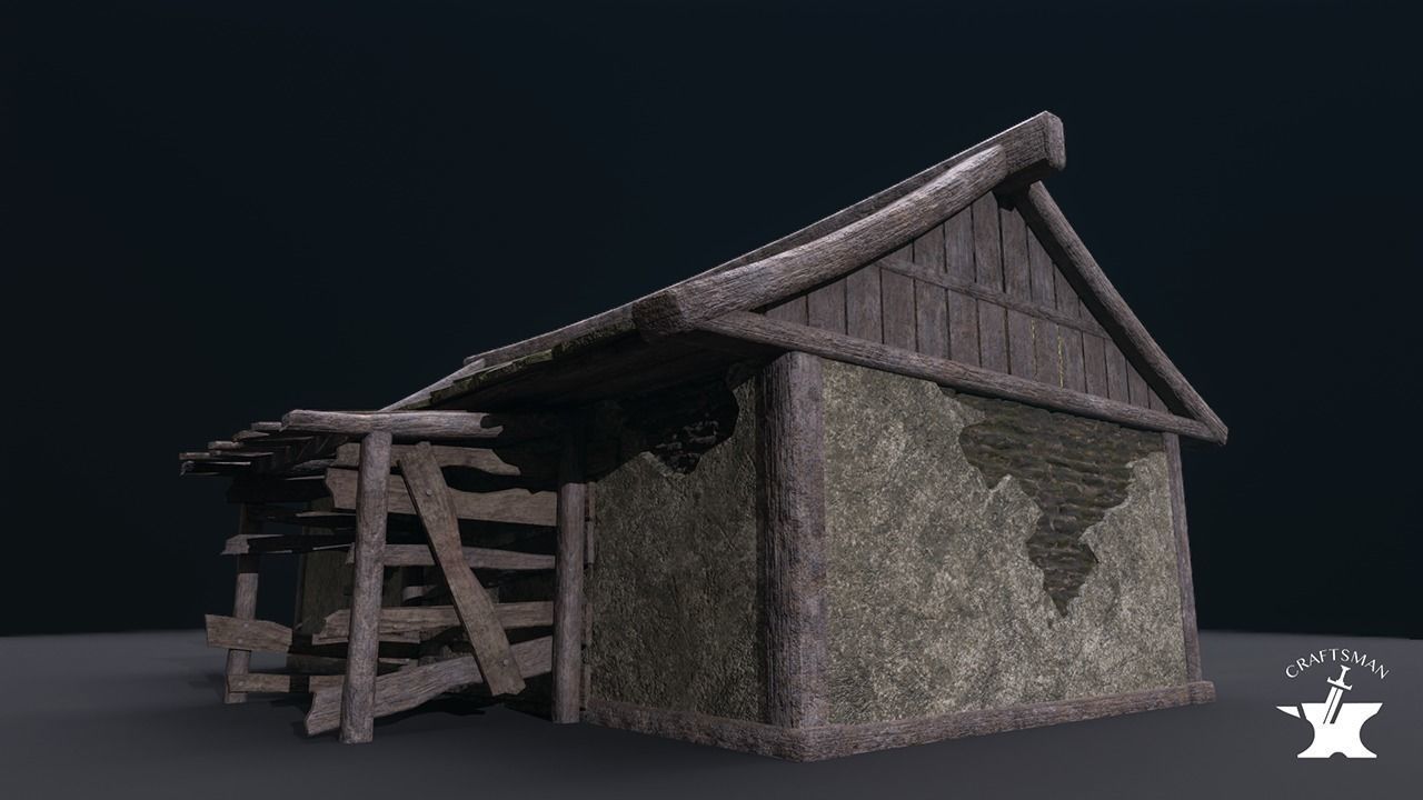 Realistic Medieval House Low-poly 3D model_4