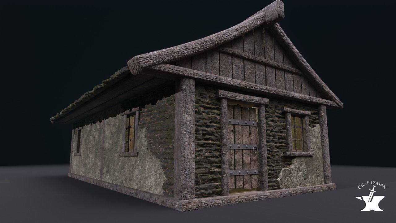 Realistic Medieval House Low-poly 3D model_1