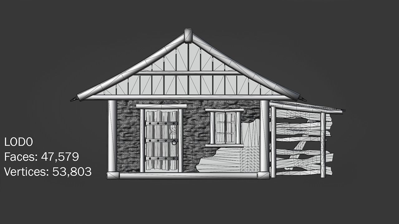 Realistic Medieval House Low-poly 3D model_16