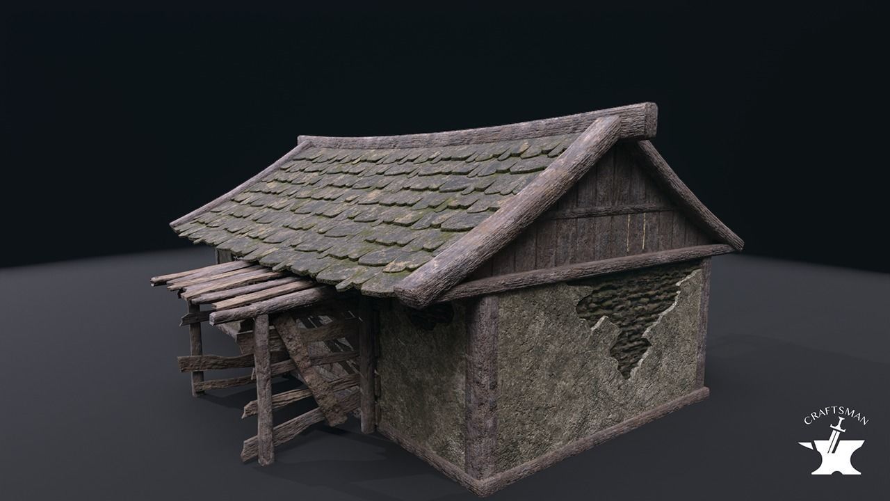 Realistic Medieval House Low-poly 3D model_12