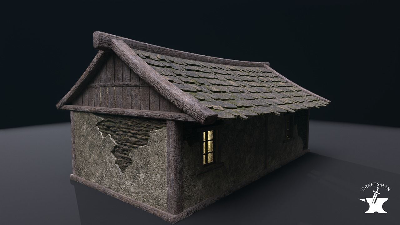 Realistic Medieval House Low-poly 3D model_11