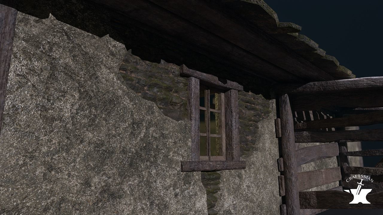 Realistic Medieval House Low-poly 3D model_7