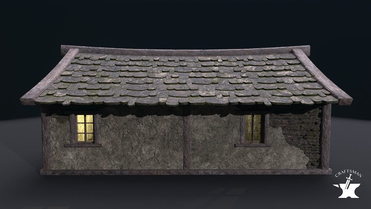 Realistic Medieval House Low-poly 3D model_10