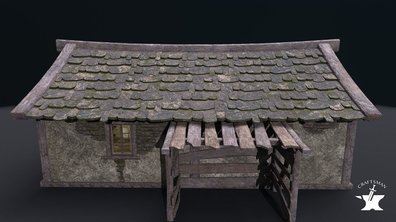 Realistic Medieval House Low-poly 3D model_13