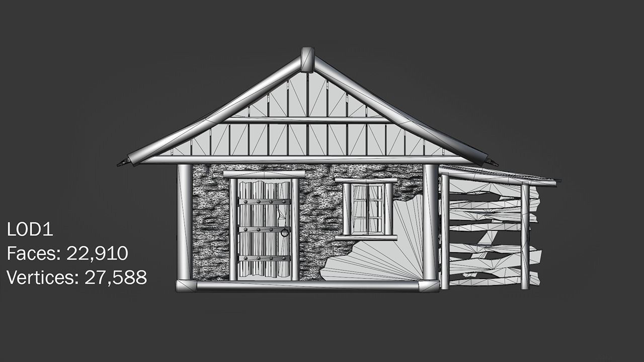 Realistic Medieval House Low-poly 3D model_17