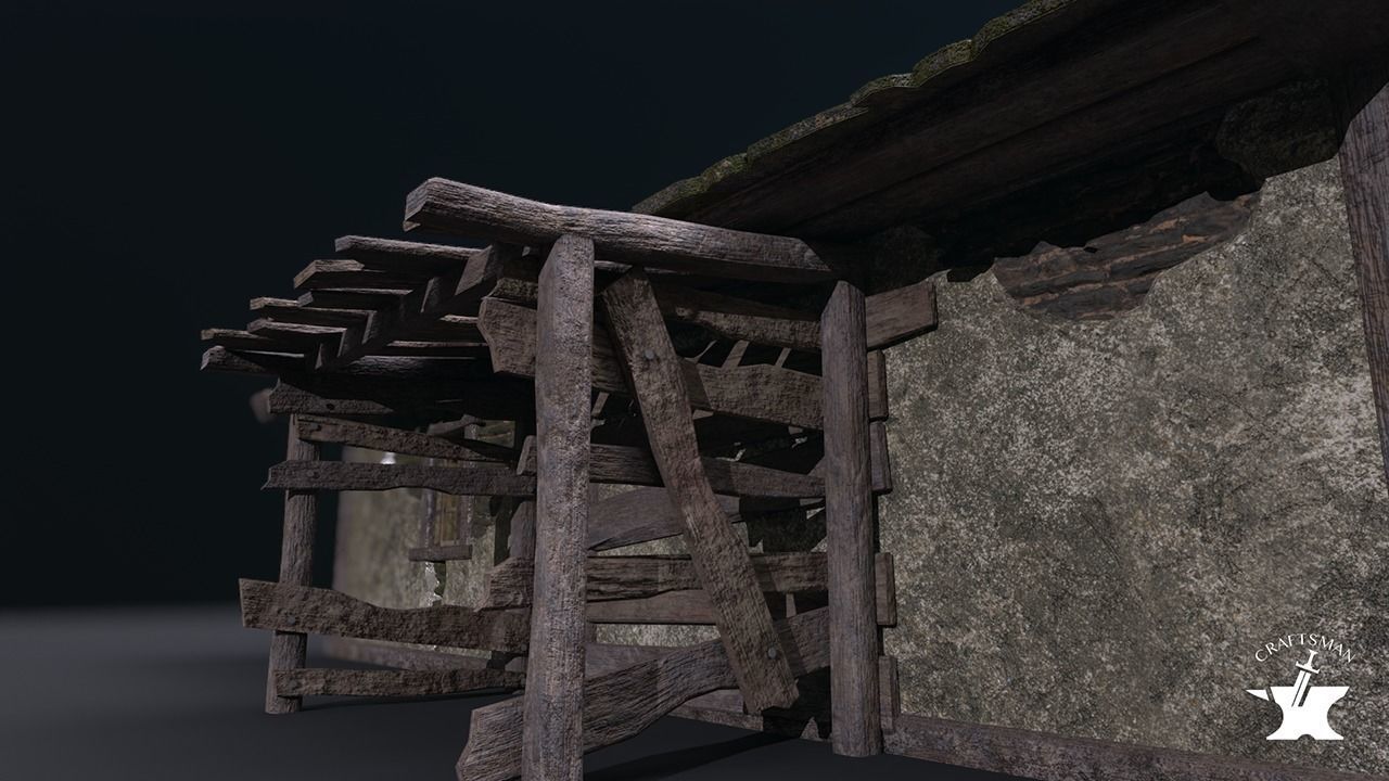 Realistic Medieval House Low-poly 3D model_5