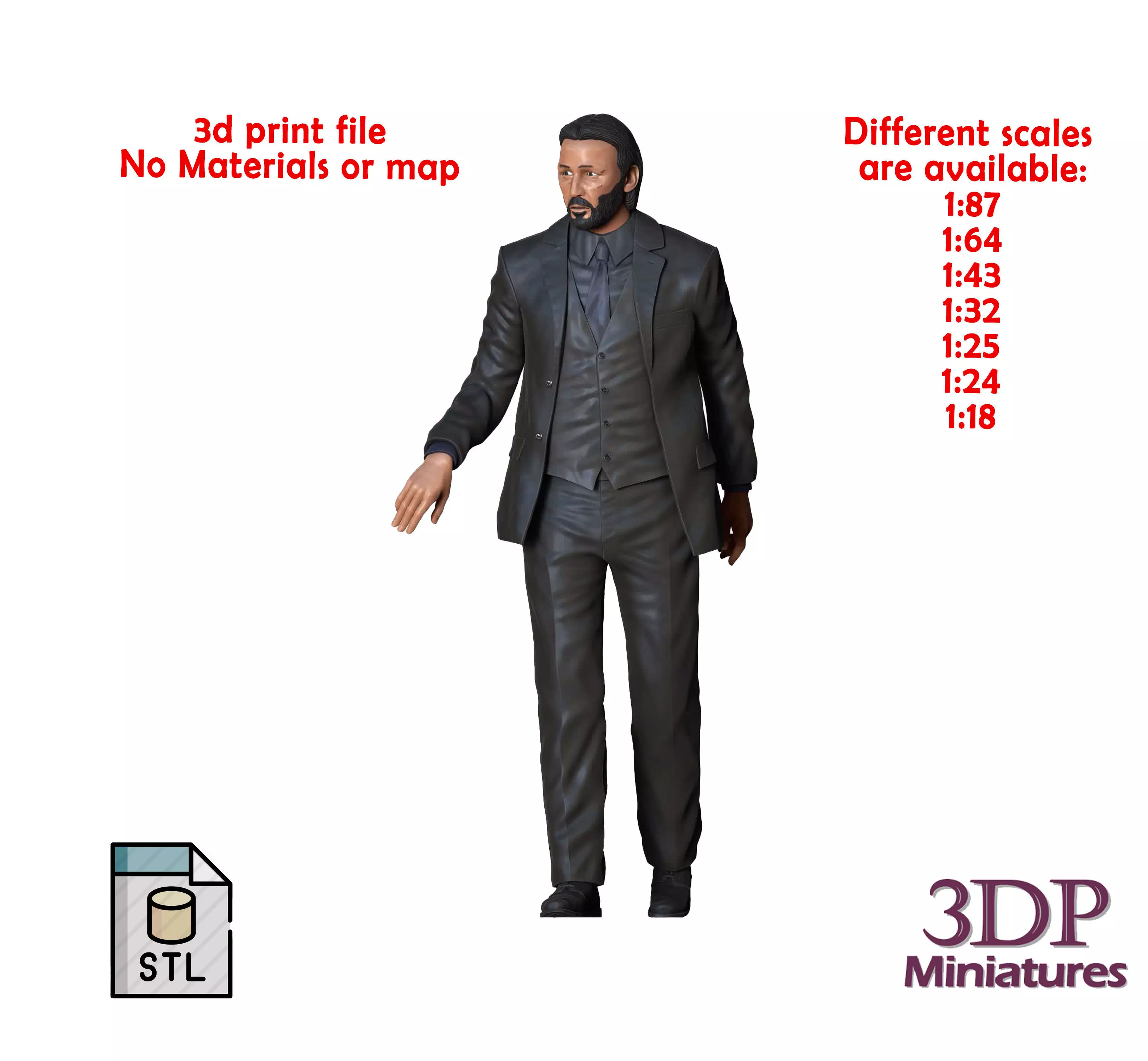 N2 John Wick closing cars door pose 3D print model