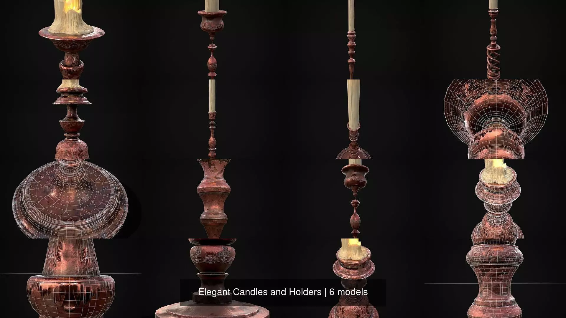 Elegant Candles and Holders 3D Model Collection_7