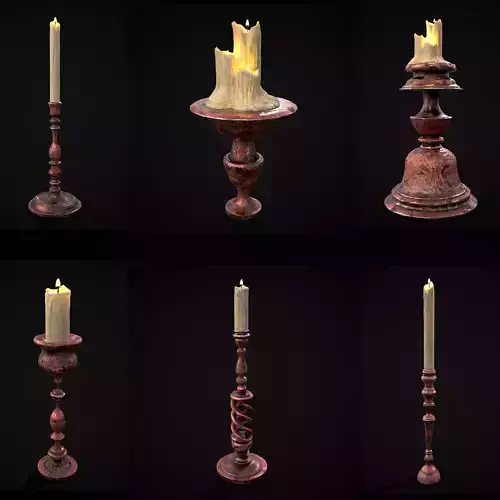 Elegant Candles and Holders 3D Model Collection