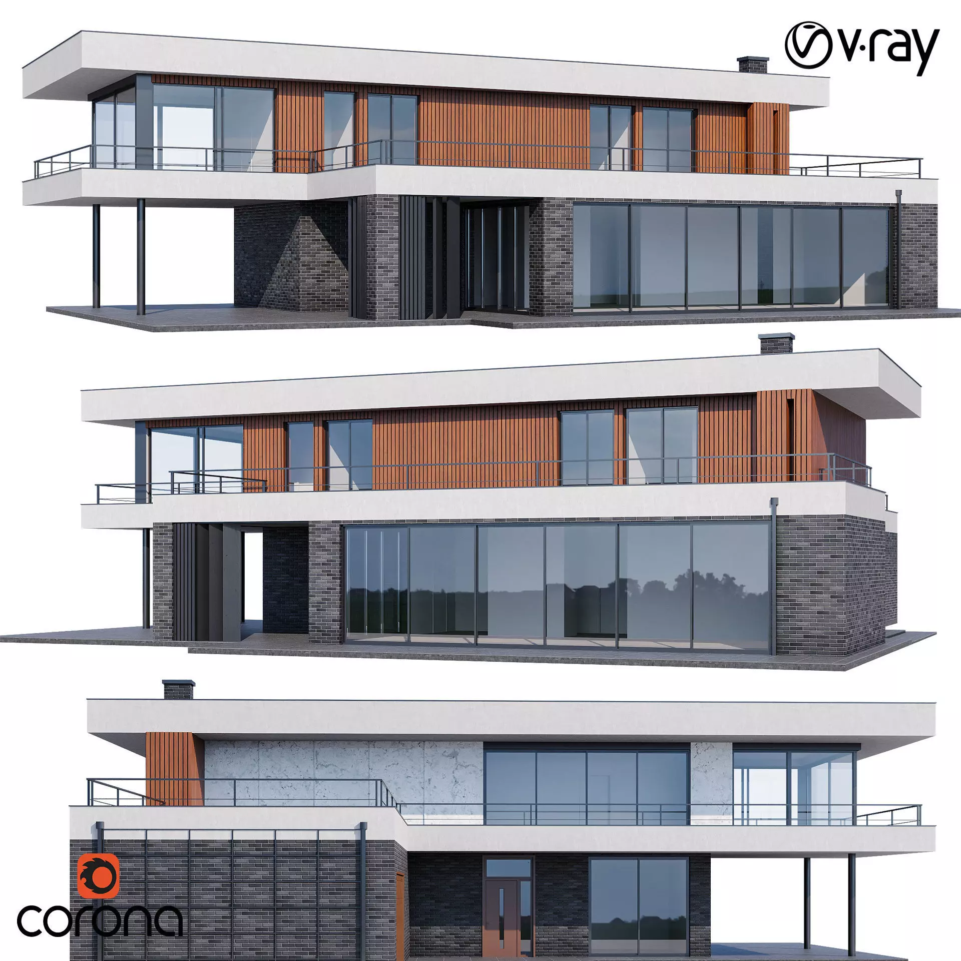 Modern house v55 3D model_0