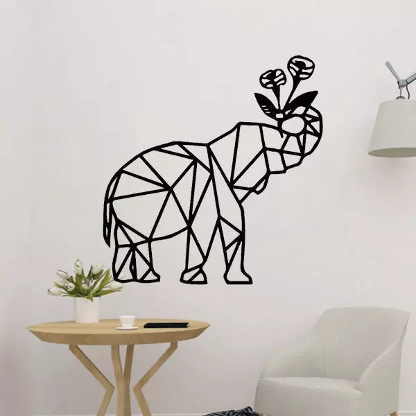 Elephant and Flower Wall Decoration 3D print model_0
