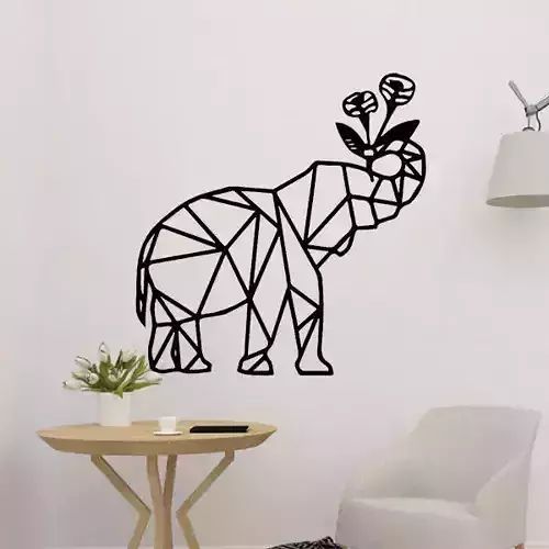 Elephant and Flower Wall Decoration 3D print model