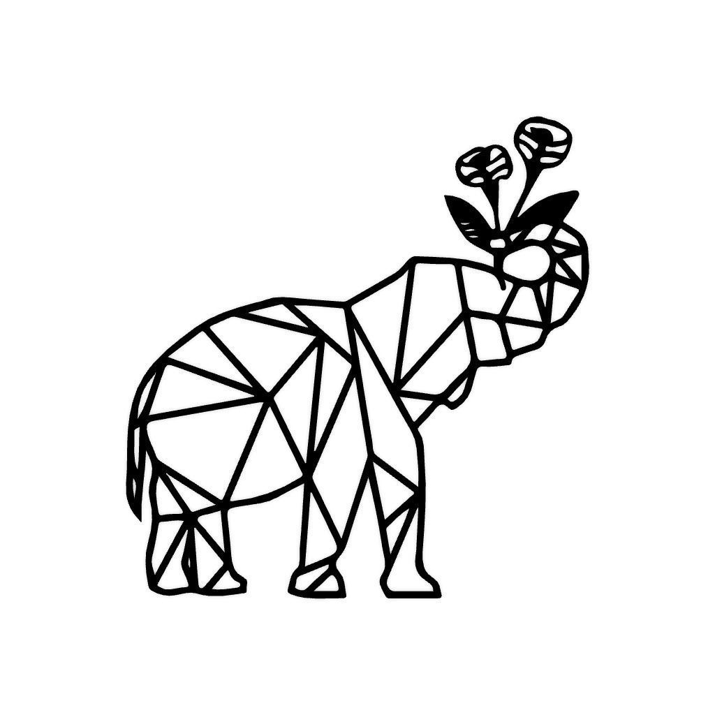Elephant and Flower Wall Decoration 3D print model_1
