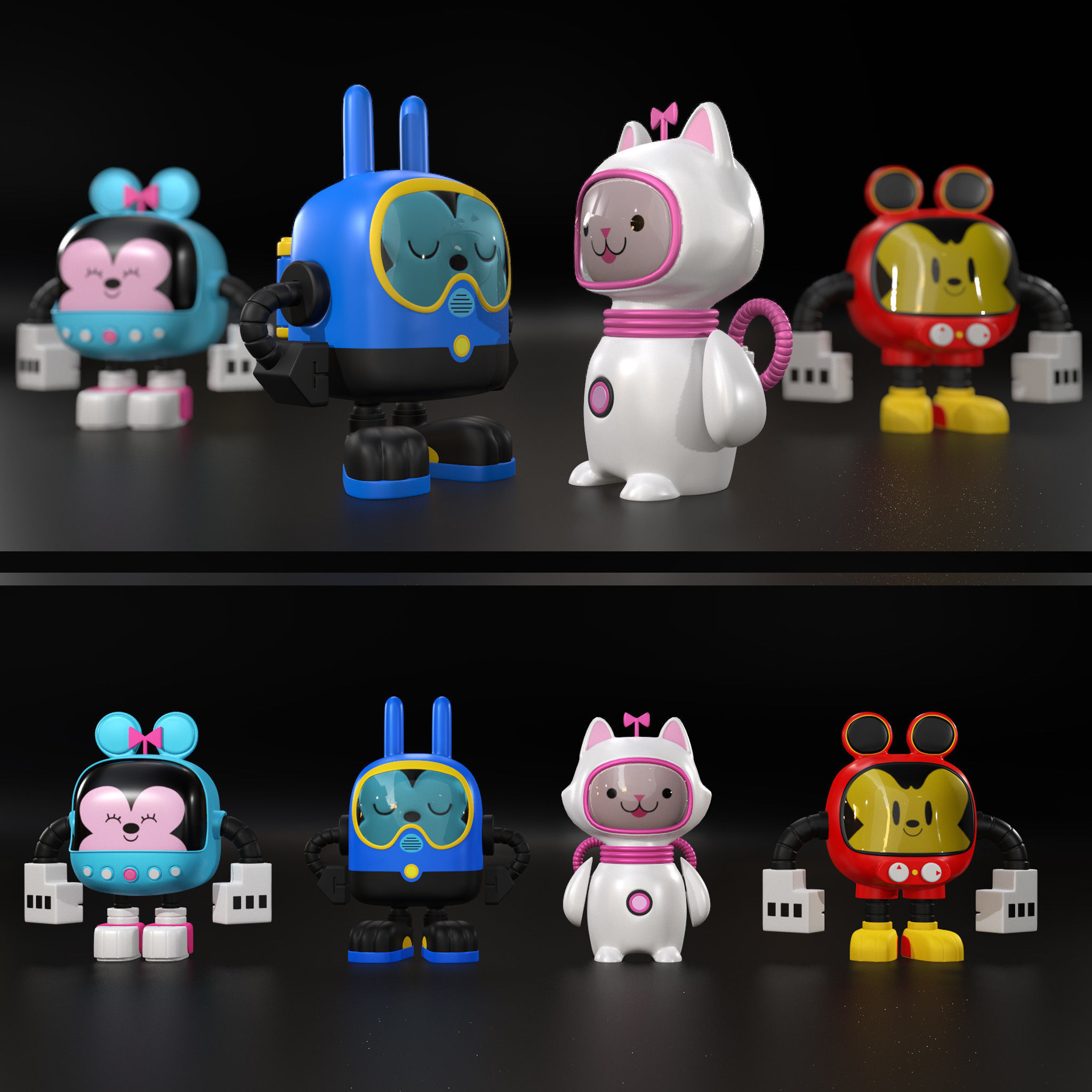 Mickey Mouse Vinyl Figure Low-poly 3D model_7