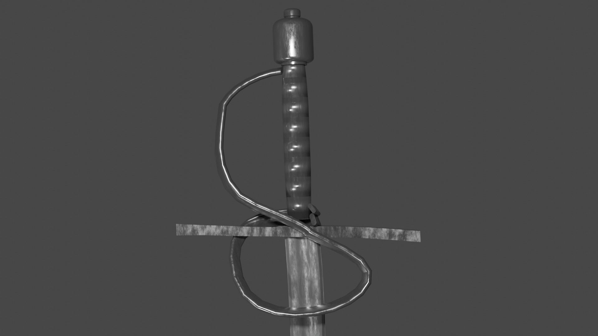 Khora sword with Flamberge handle Low-poly 3D model_9