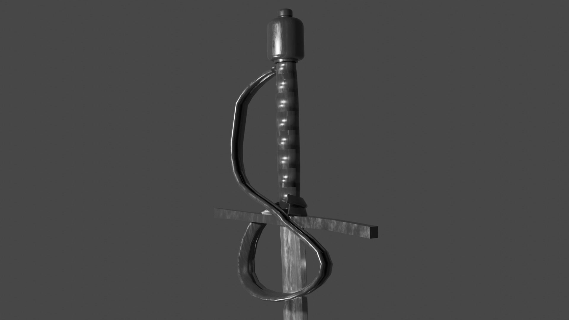 Khora sword with Flamberge handle Low-poly 3D model_10